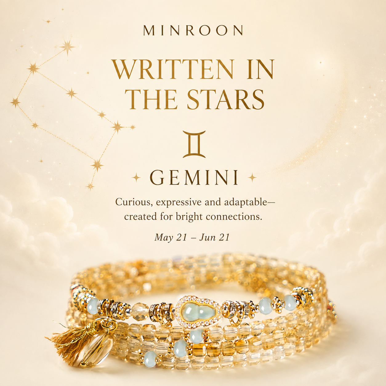 Gemini zodiac story and bracelet