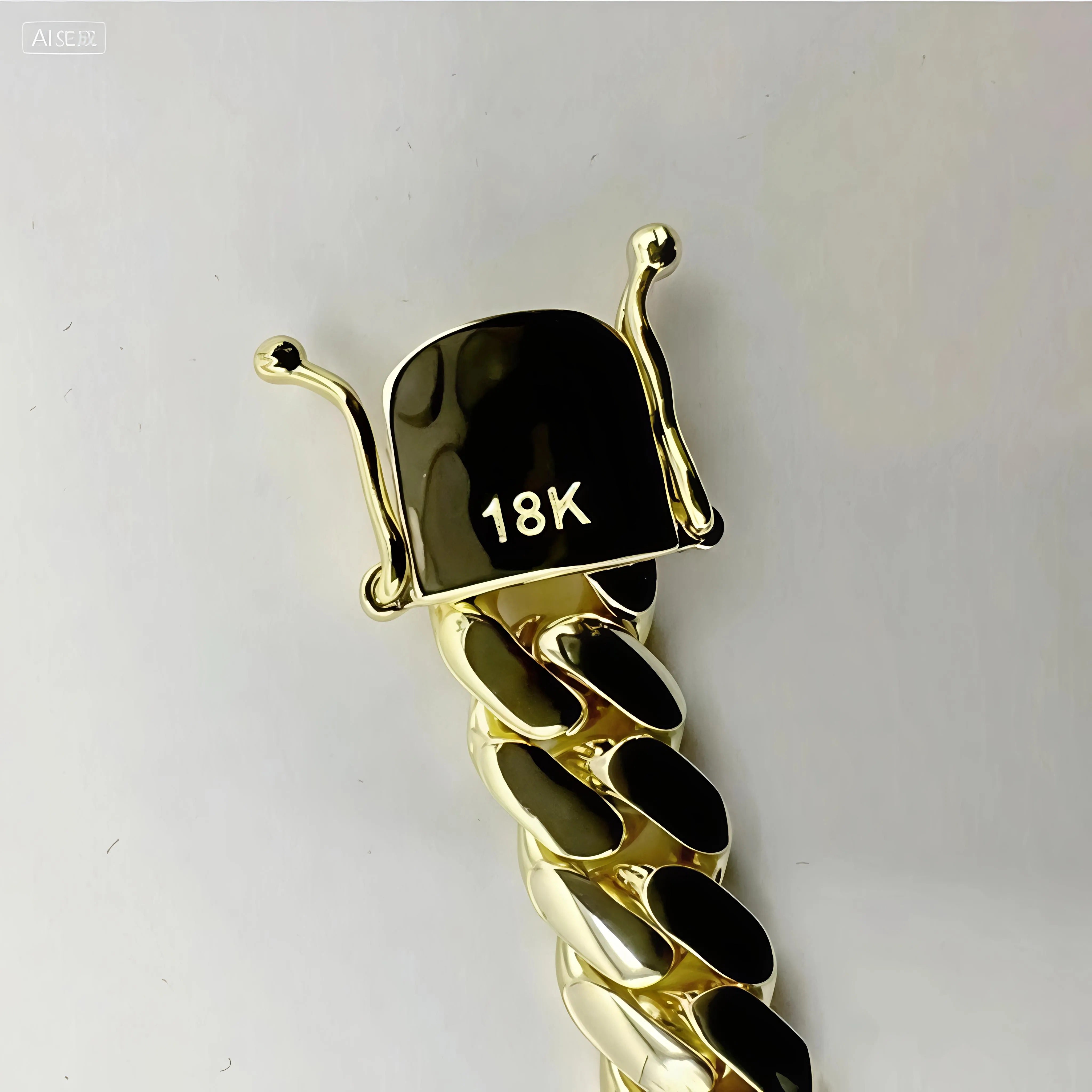 12mm Cuban chain and bracelet set, 18K Gold