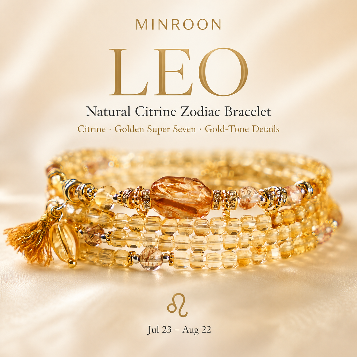 Leo natural citrine zodiac bracelet by MINROON