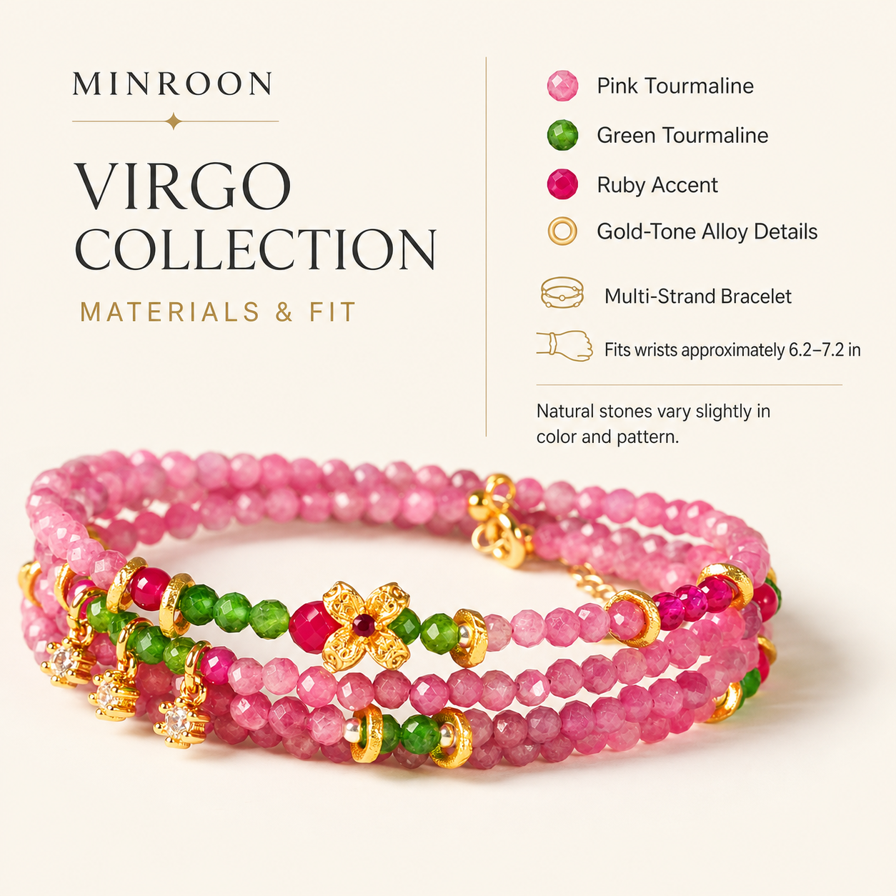 Virgo bracelet materials and fit guide