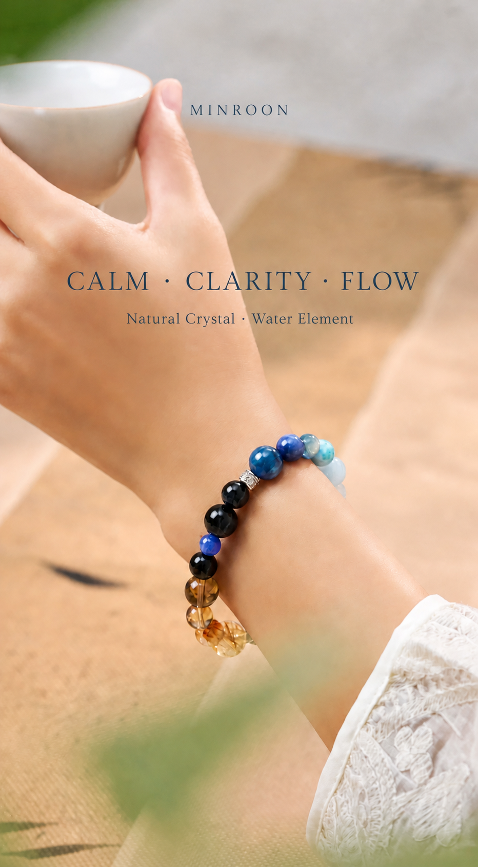 MINROON Water Element bracelet worn on wrist