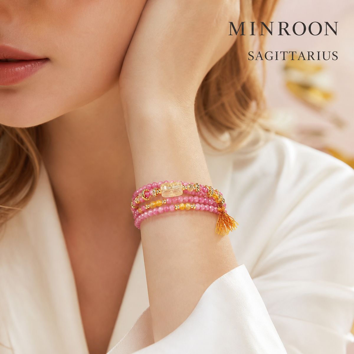 Sagittarius bracelet worn on wrist