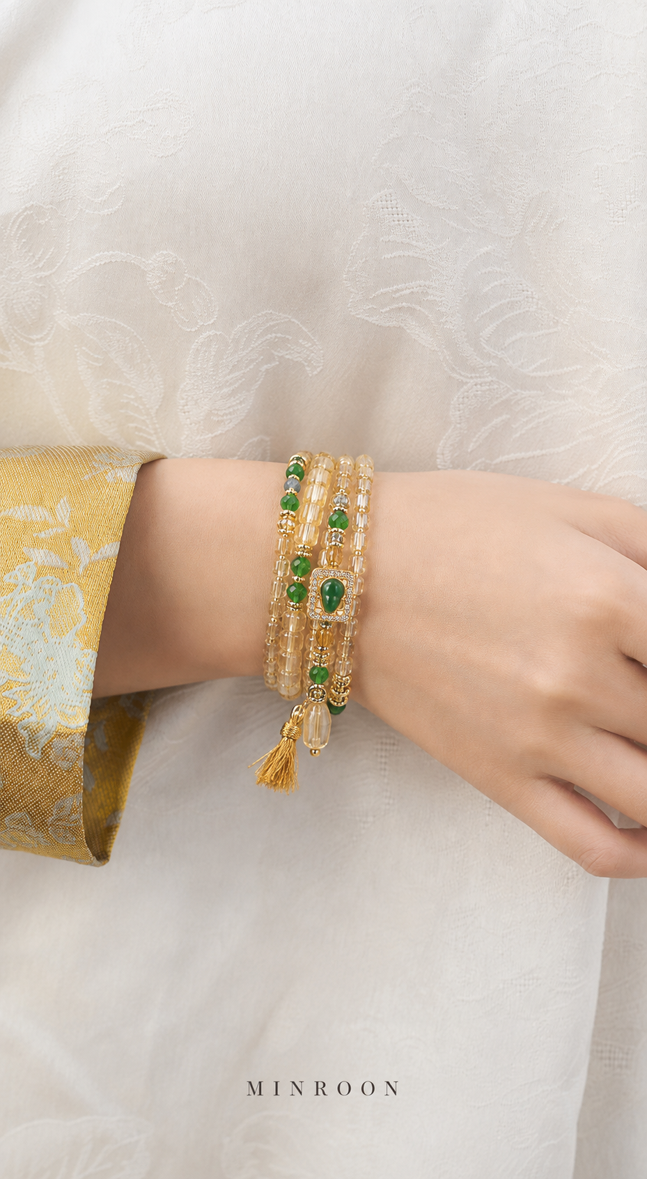 Scorpio natural citrine bracelet worn on wrist