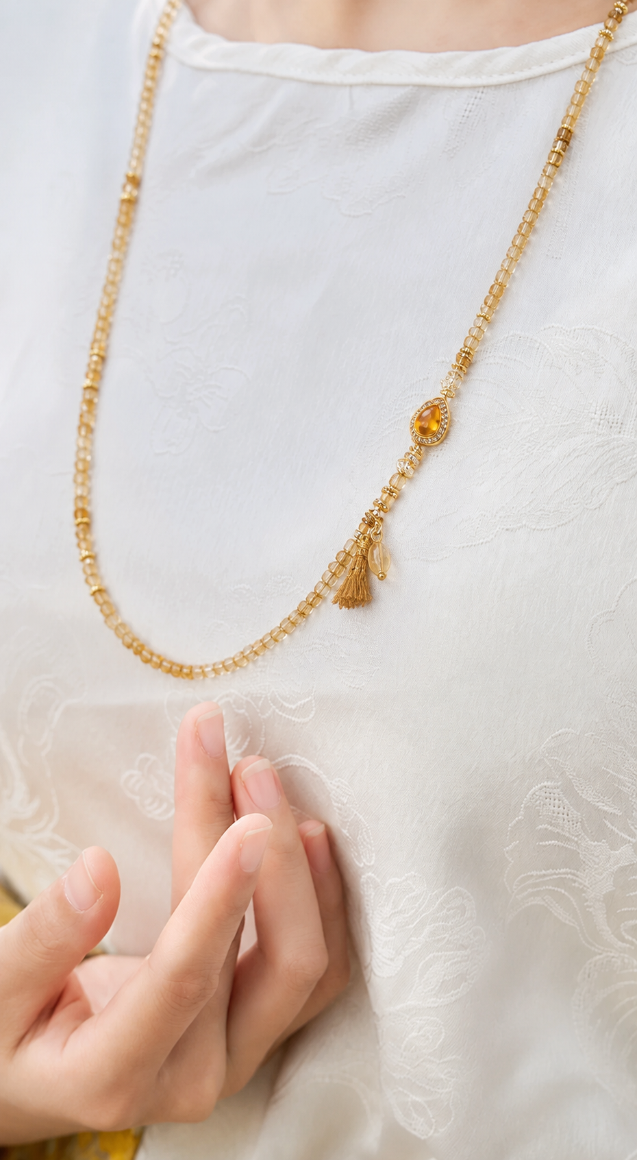 Taurus citrine bracelet styled as necklace