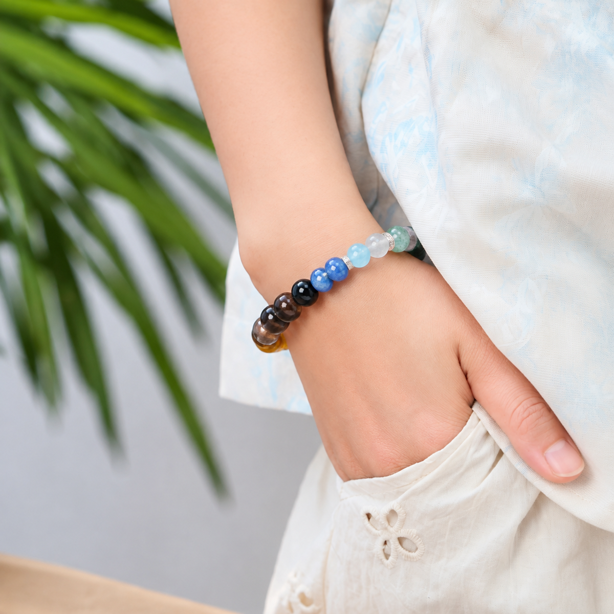 Aquamarine Water Wood bracelet model view 2