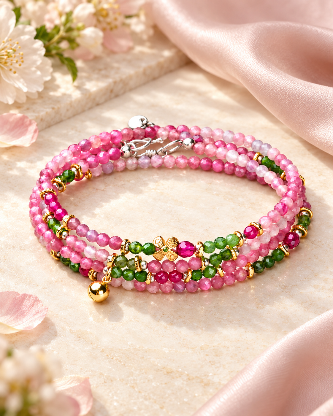 Minroon Virgo pink tourmaline zodiac bracelet