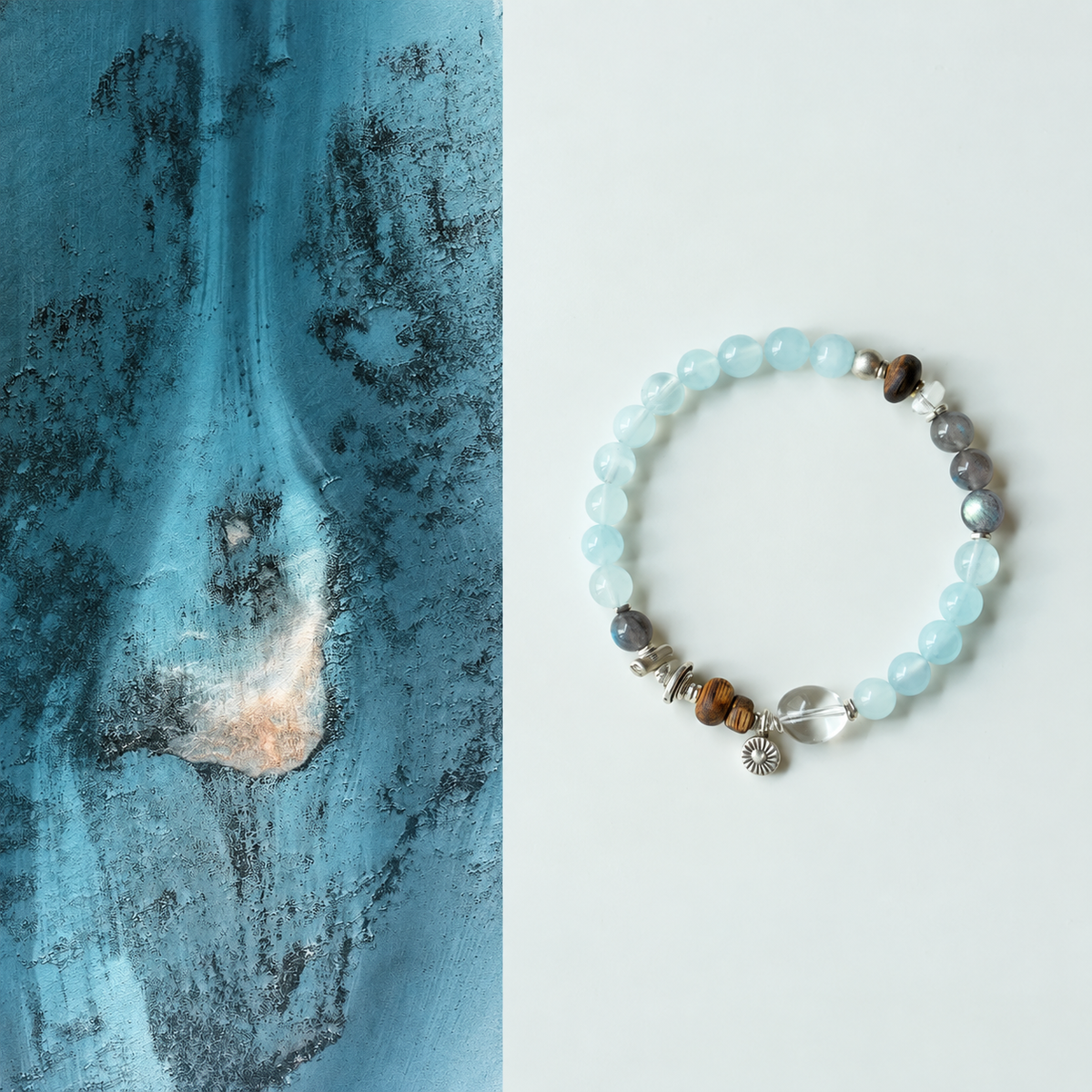 MINROON Flow aquamarine and agarwood bracelet