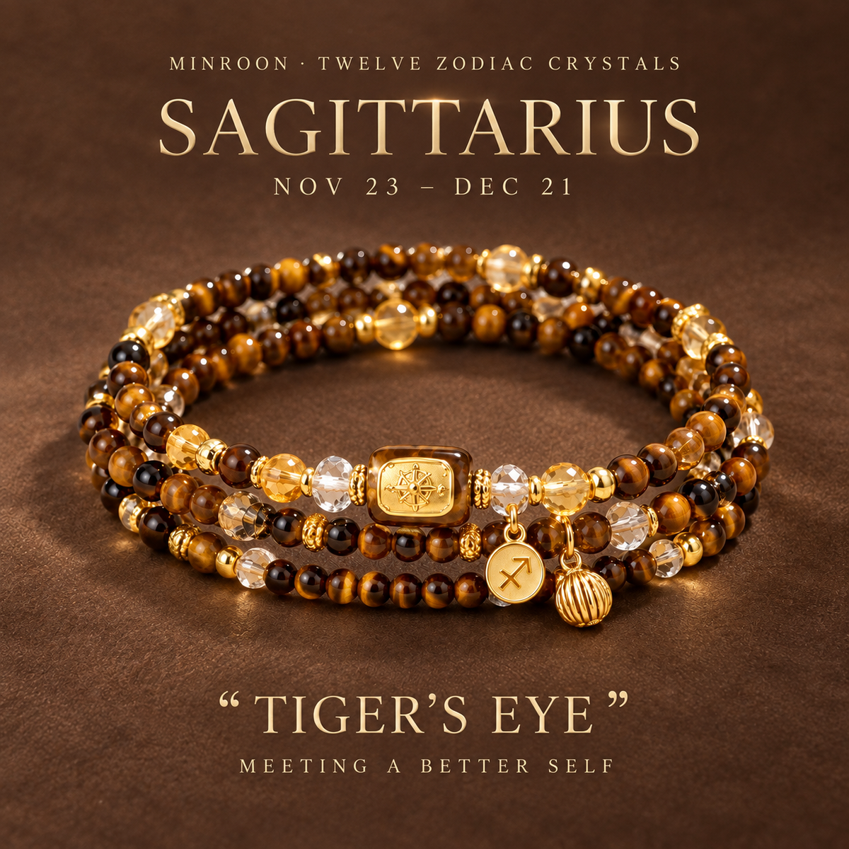 Sagittarius Tiger Eye Zodiac Wrap Bracelet hero image