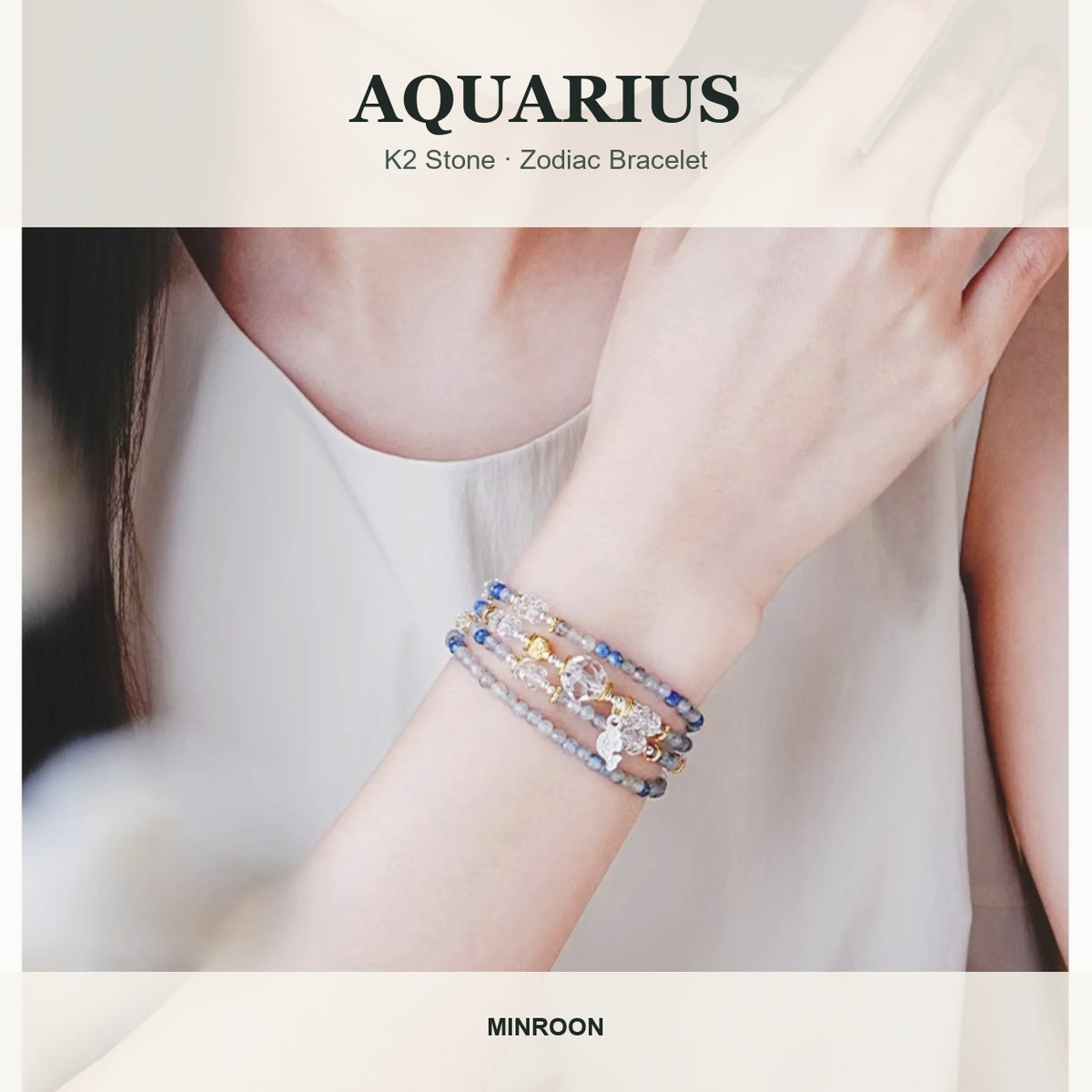 Aquarius K2 Stone Zodiac Wrap Bracelet hero image