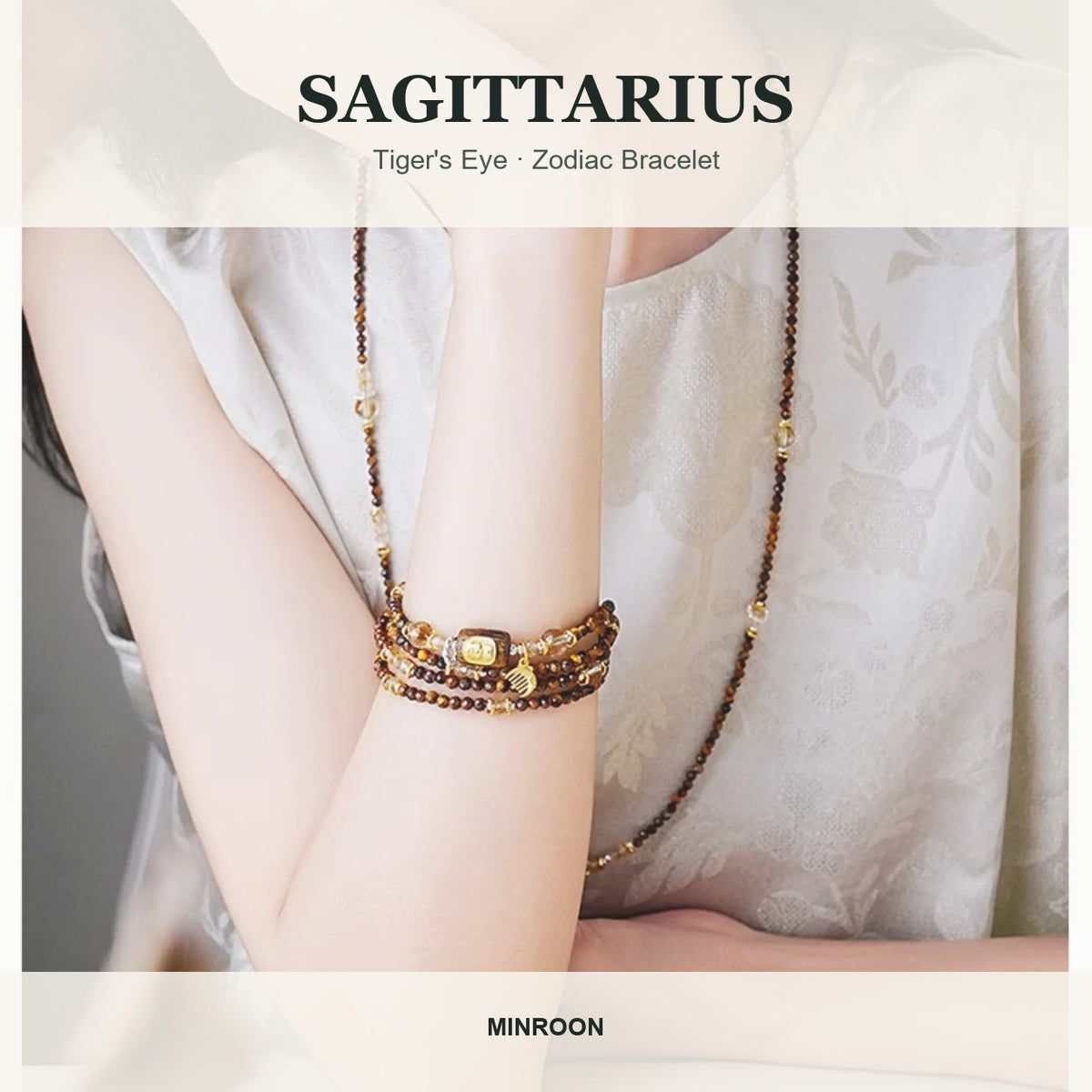 Sagittarius Tiger's Eye Zodiac Wrap Bracelet hero image