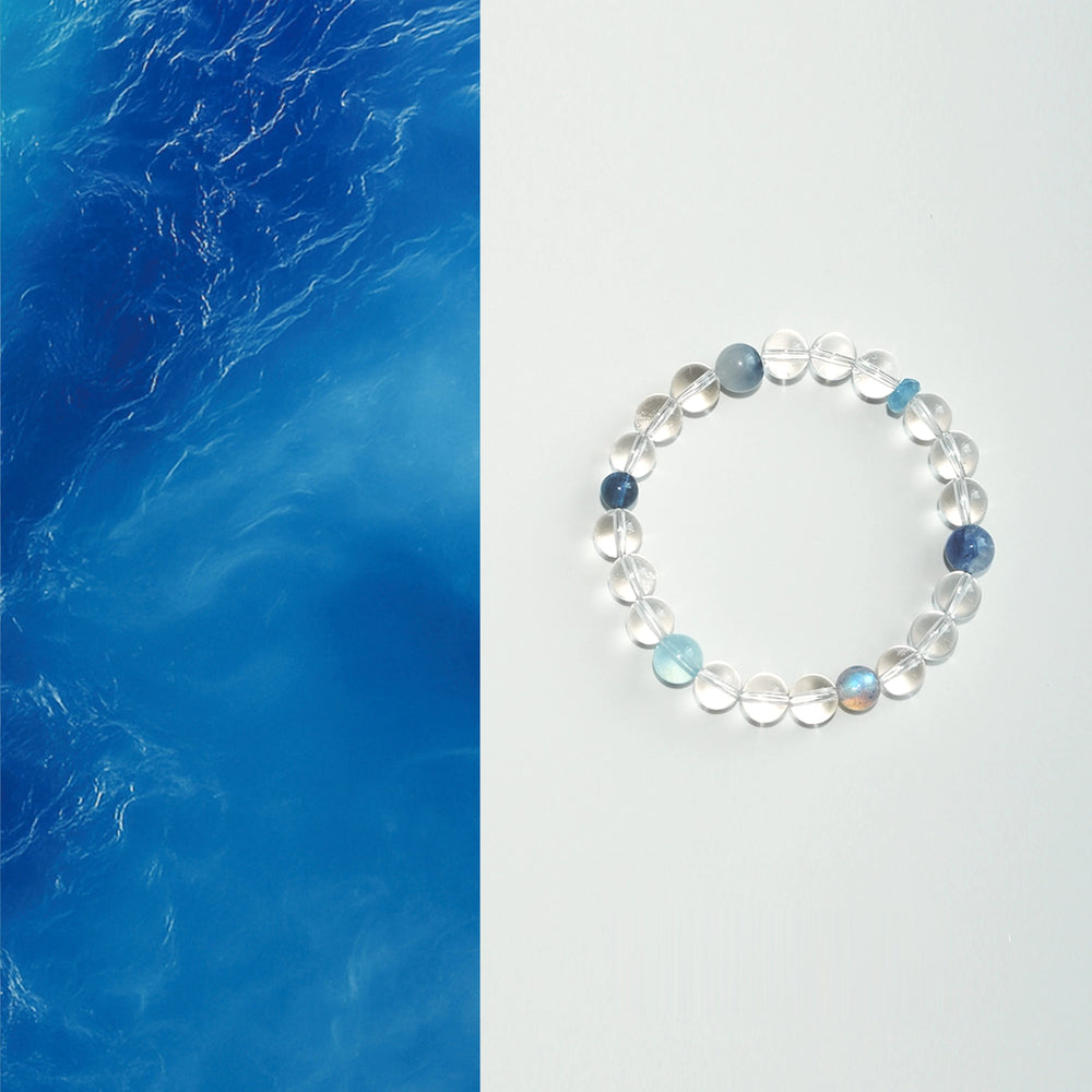 Tide Clear Quartz & Aquamarine Bracelet