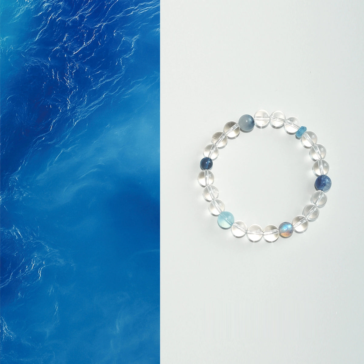 Tide clear quartz and aquamarine bracelet by MINROON