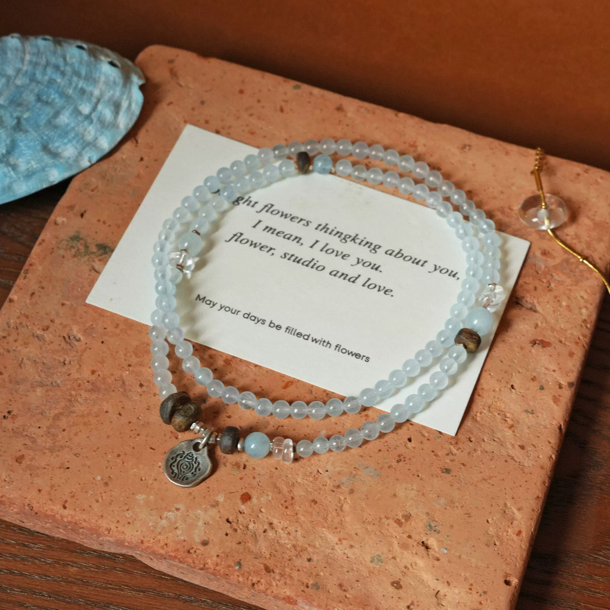 Dawn aquamarine, clear quartz and agarwood product detail