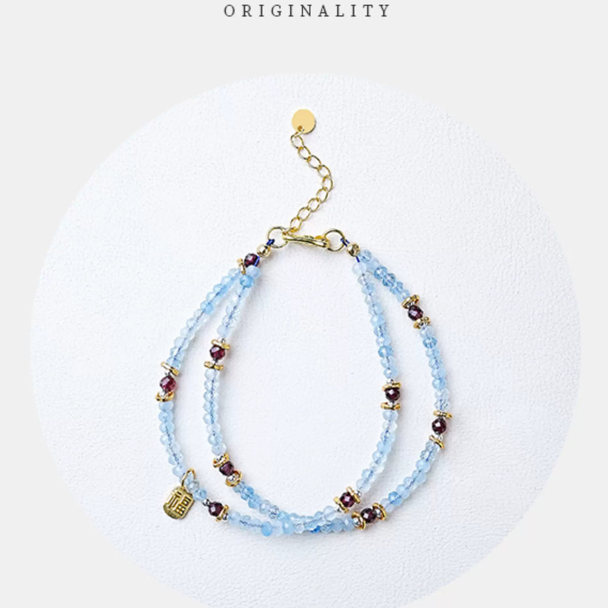 Moon Soul double-strand aquamarine bracelet