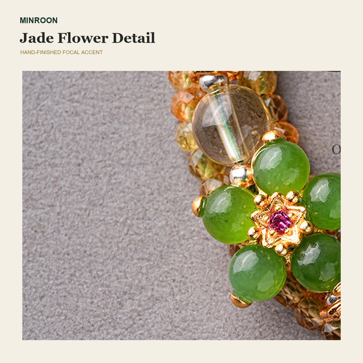 Close-up of the jade flower focal detail