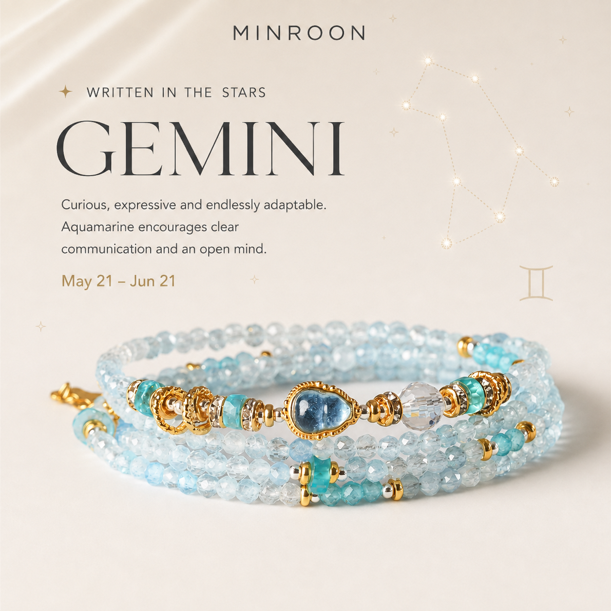 Gemini aquamarine zodiac bracelet story