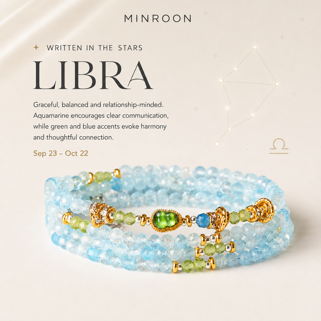 Libra aquamarine zodiac bracelet story