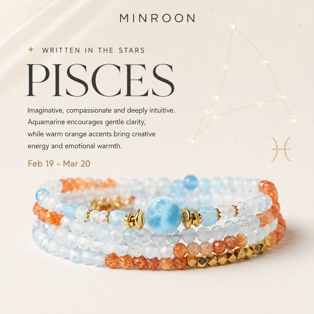 Pisces aquamarine zodiac bracelet story