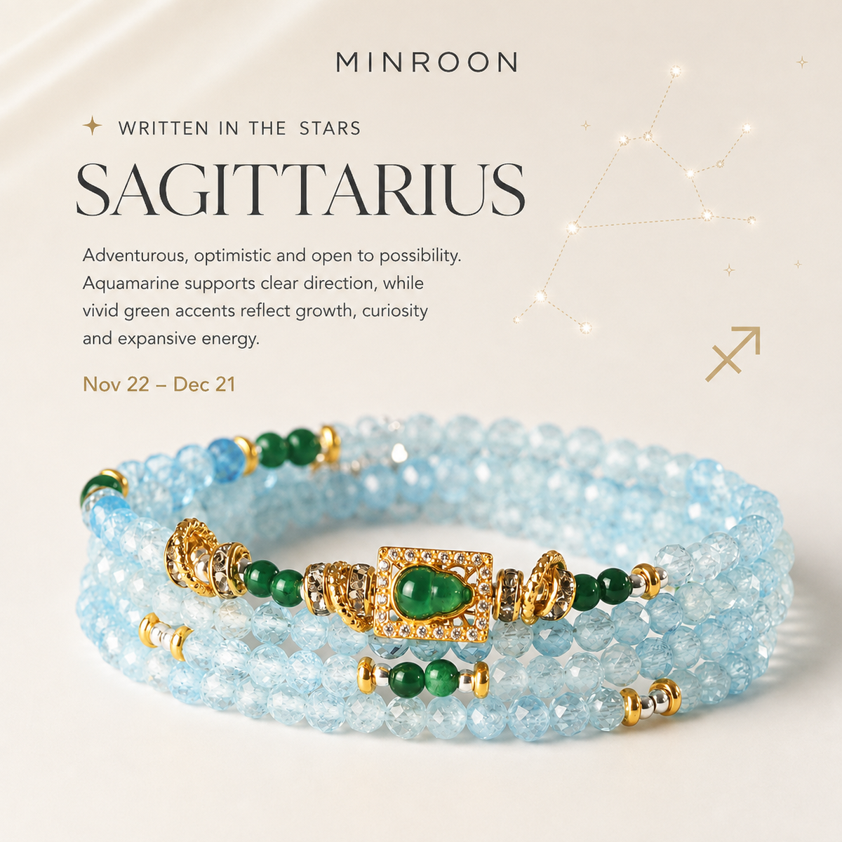 Sagittarius aquamarine zodiac bracelet story