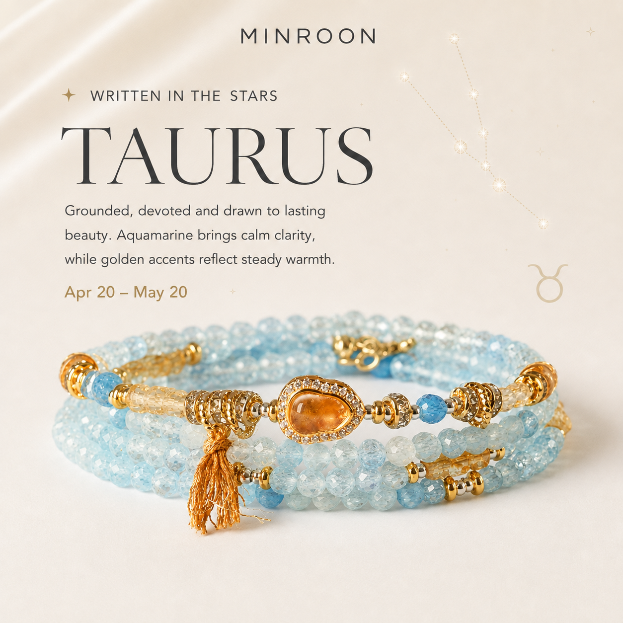 Taurus aquamarine zodiac bracelet story