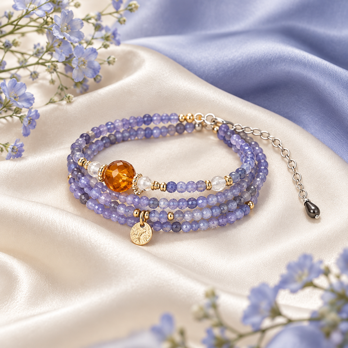 Cancer Tanzanite multi-wrap bracelet product display