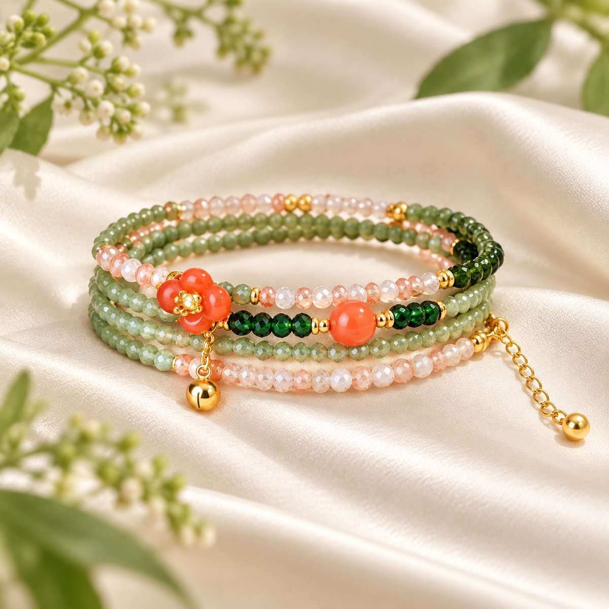 Gemini Green Apatite multi-wrap bracelet product display