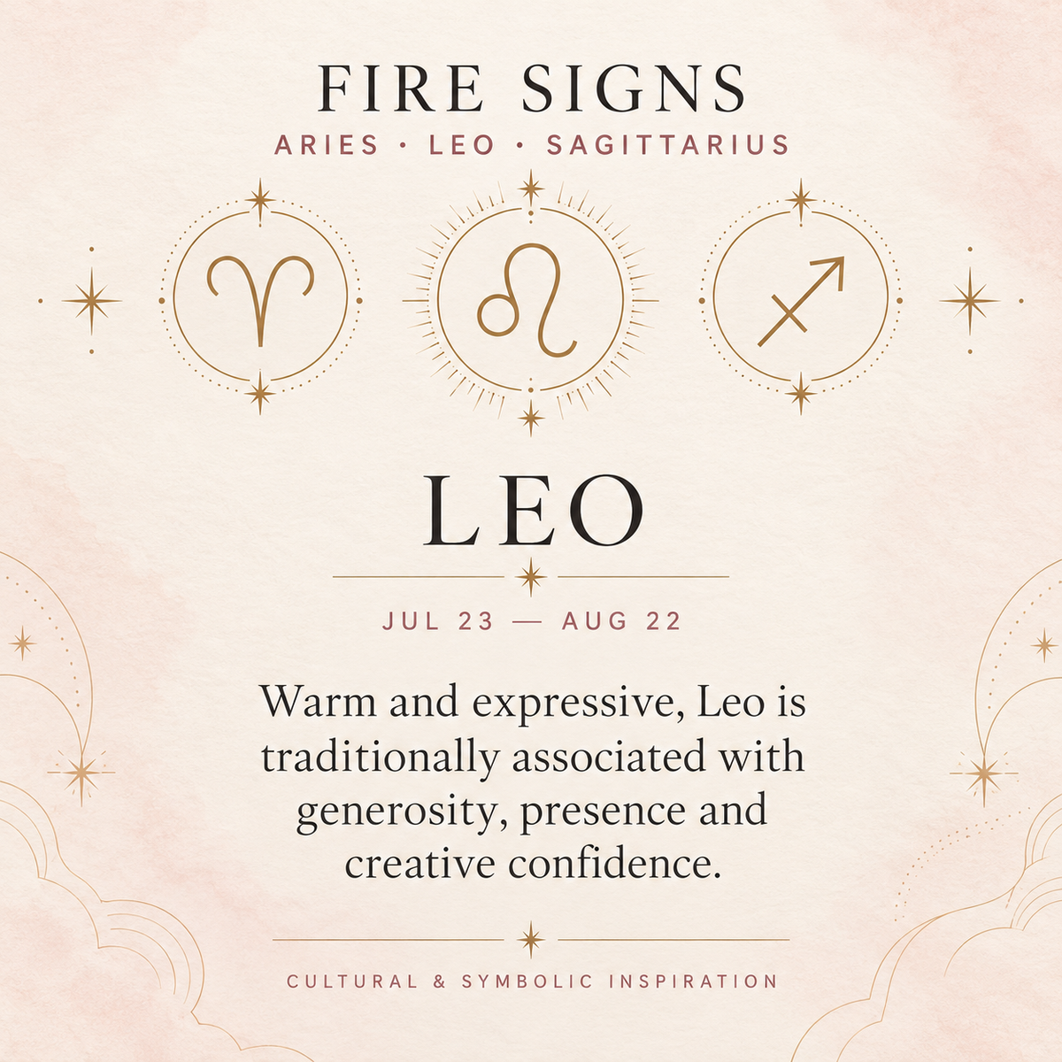 Fire signs and Leo zodiac story artwork