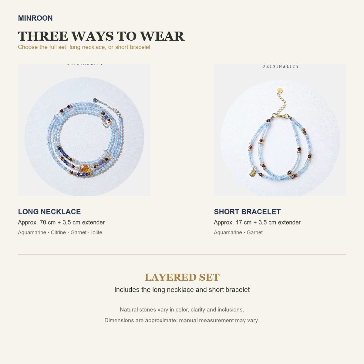 Mountain Moon aquamarine style and size guide