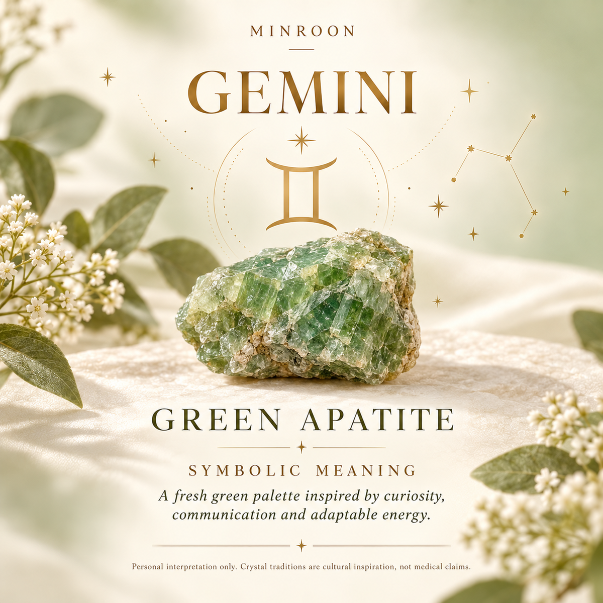 Gemini Green Apatite symbolic crystal meaning artwork