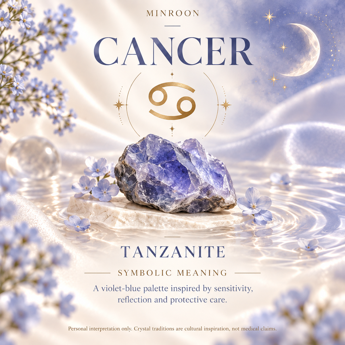 Cancer Tanzanite symbolic crystal meaning artwork