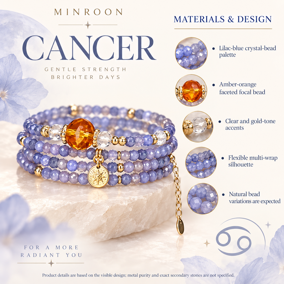 Cancer bracelet materials and design details