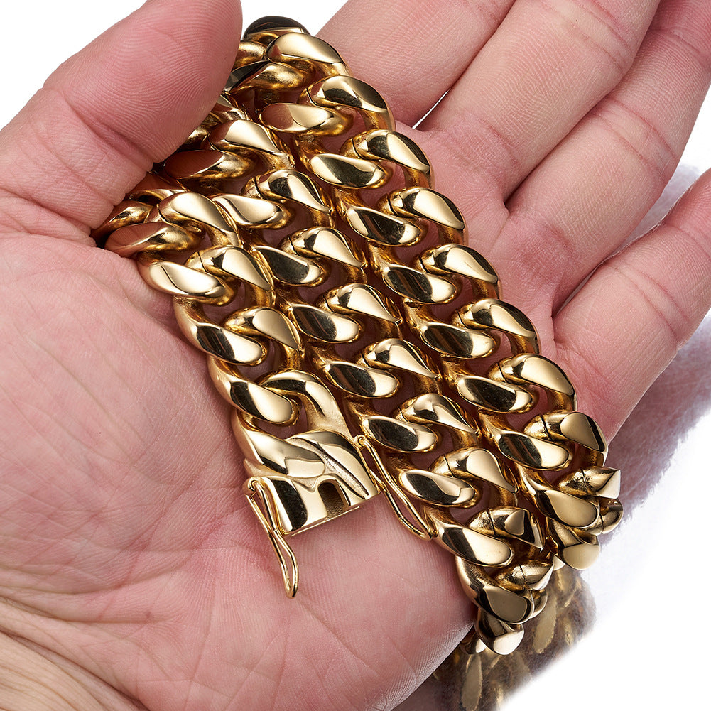 6-20mm Cuban chain and bracelet set, 18K Gold