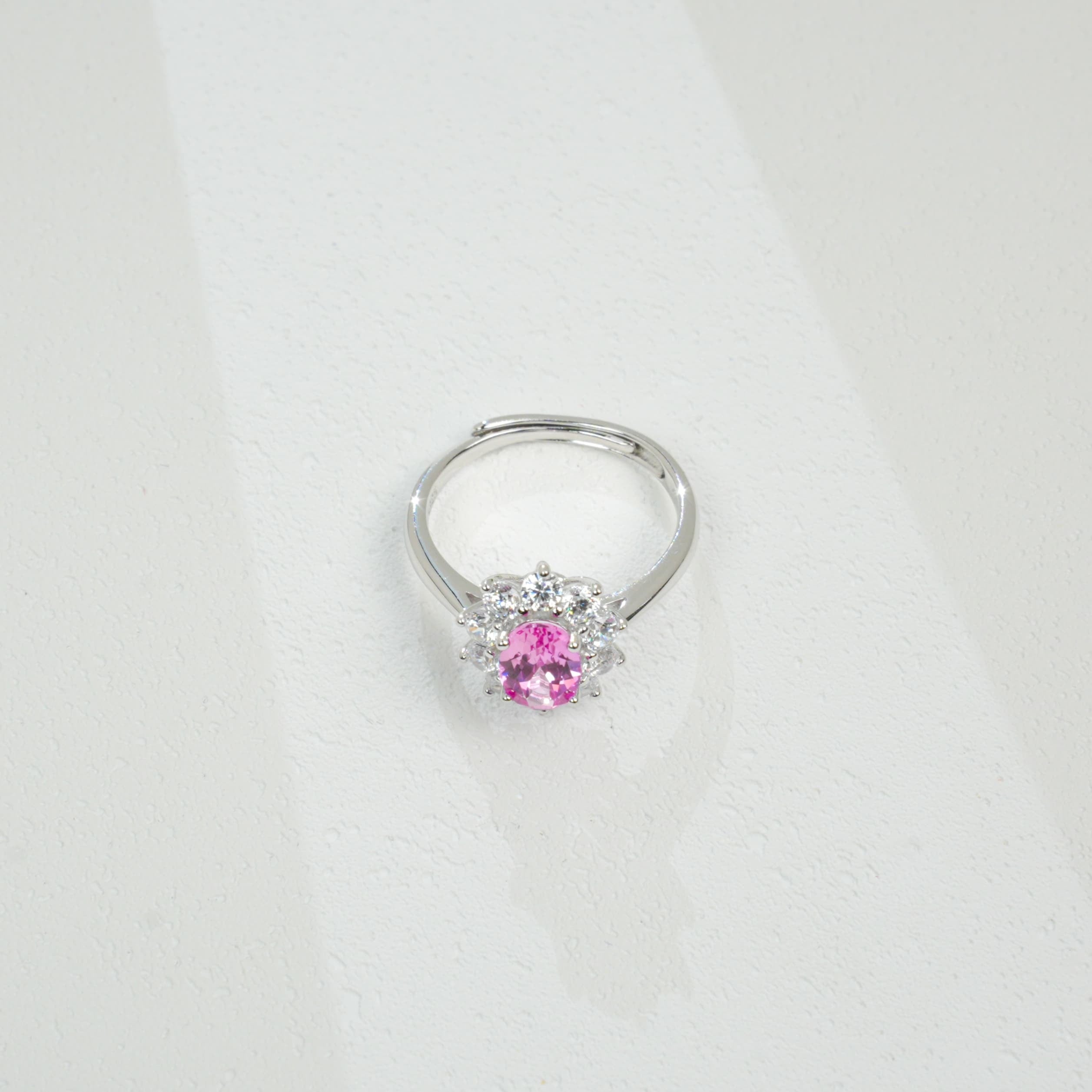 Lab-Grown Padparadscha Sapphire Ring | S925 Sterling Silver Plated 18K Gold, Oval Cut with Halo Zircon Accents, Elegant Luxury Gemstone Jewelry