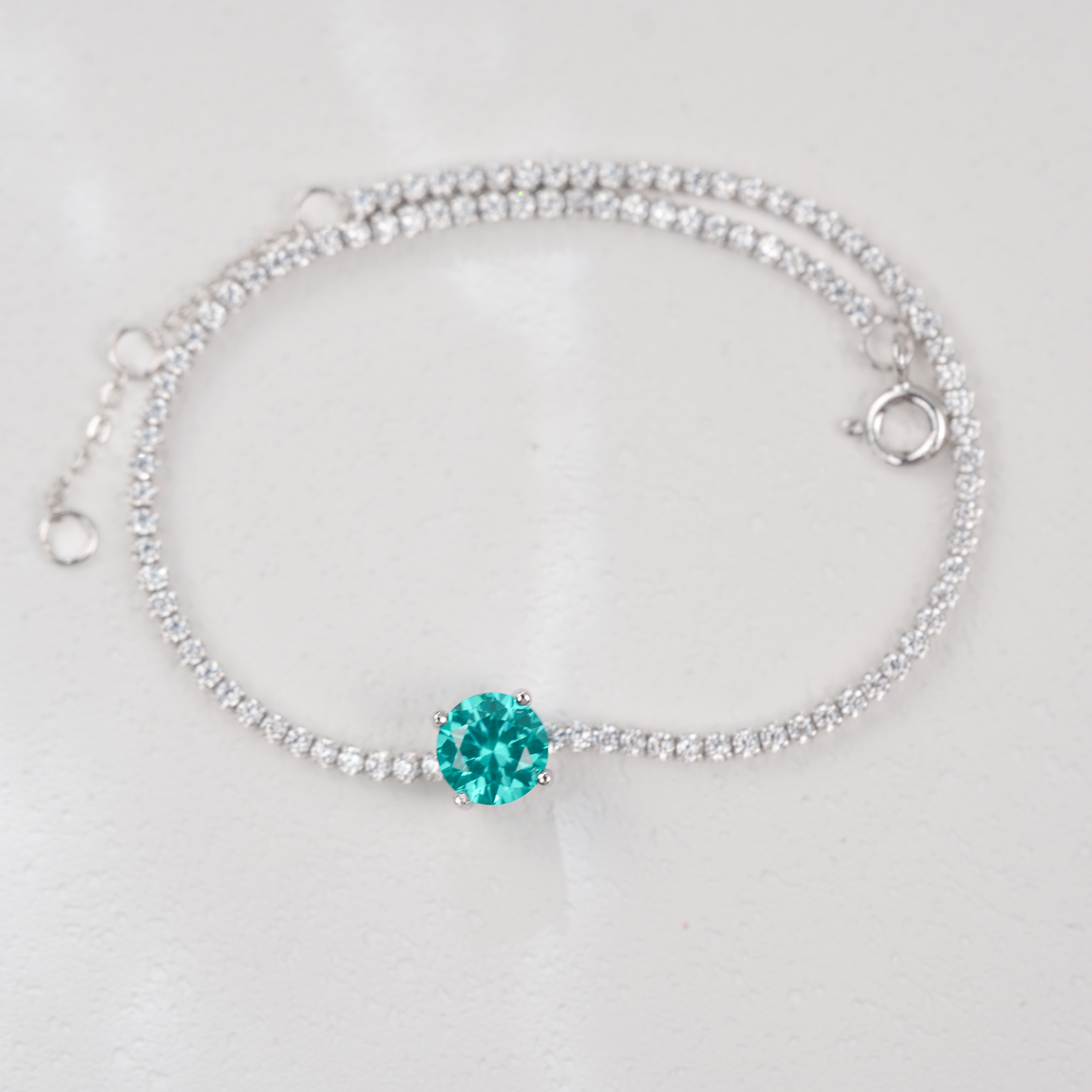 Lab-Grown Paraiba Color YAG Tennis Bracelet | S925 Sterling Silver Plated 18K Gold, Round Cut with Zircon Accents, Elegant Gemstone Jewelry