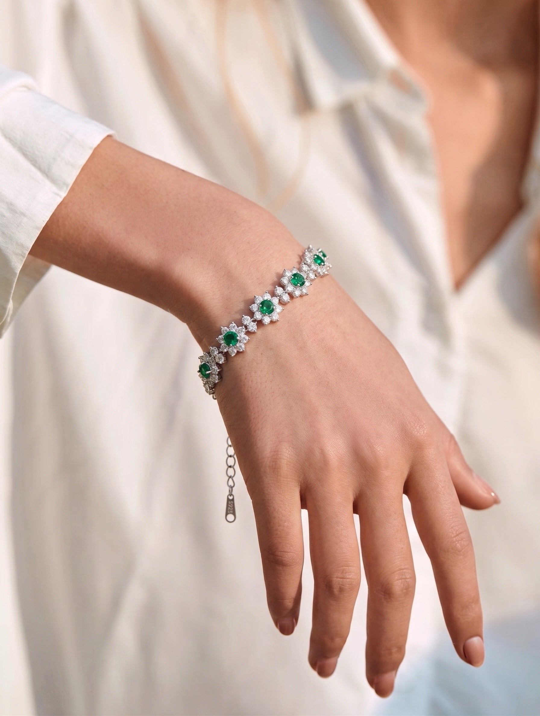 Floral Emerald Tennis Bracelet