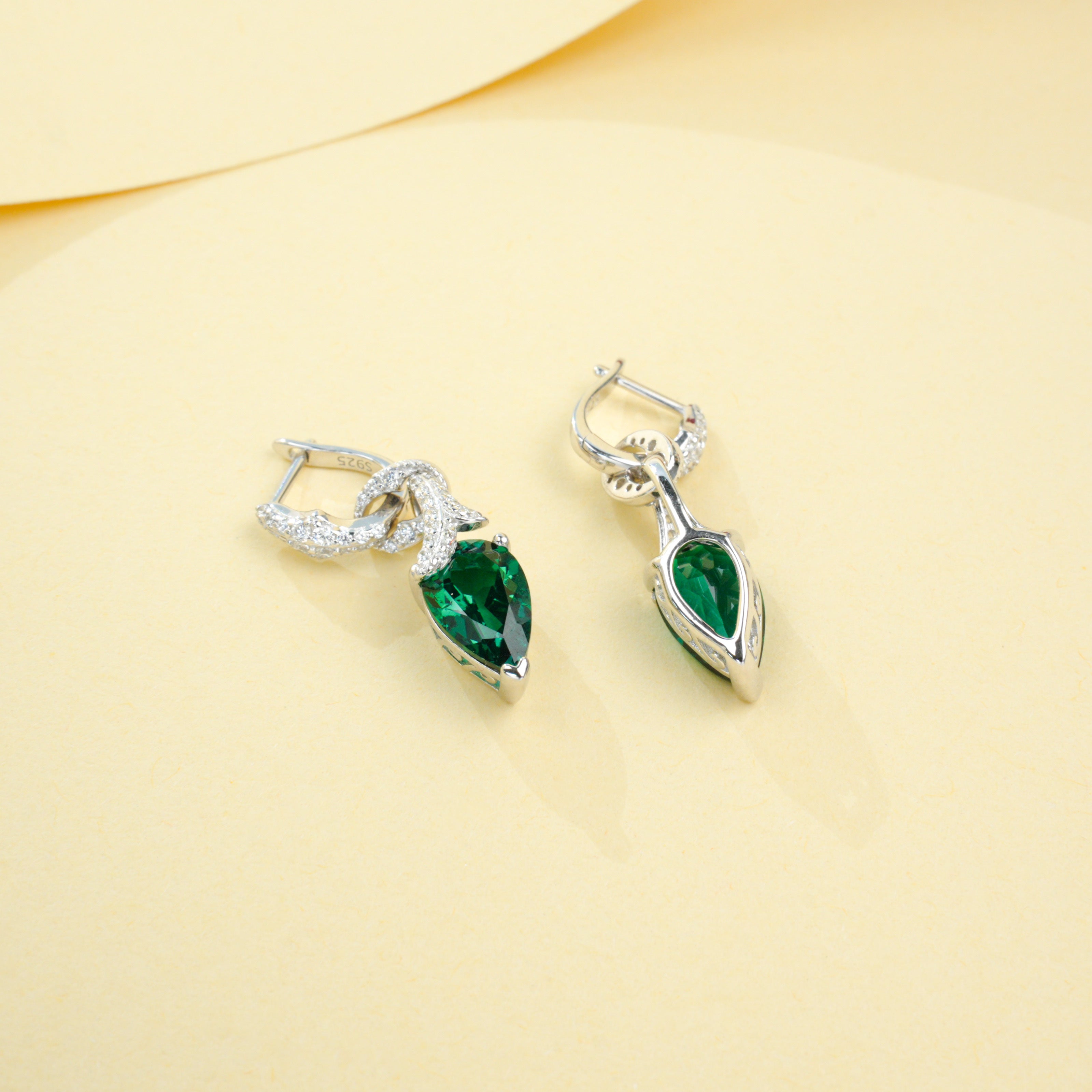 Lab-Grown Emerald Teardrop Earrings