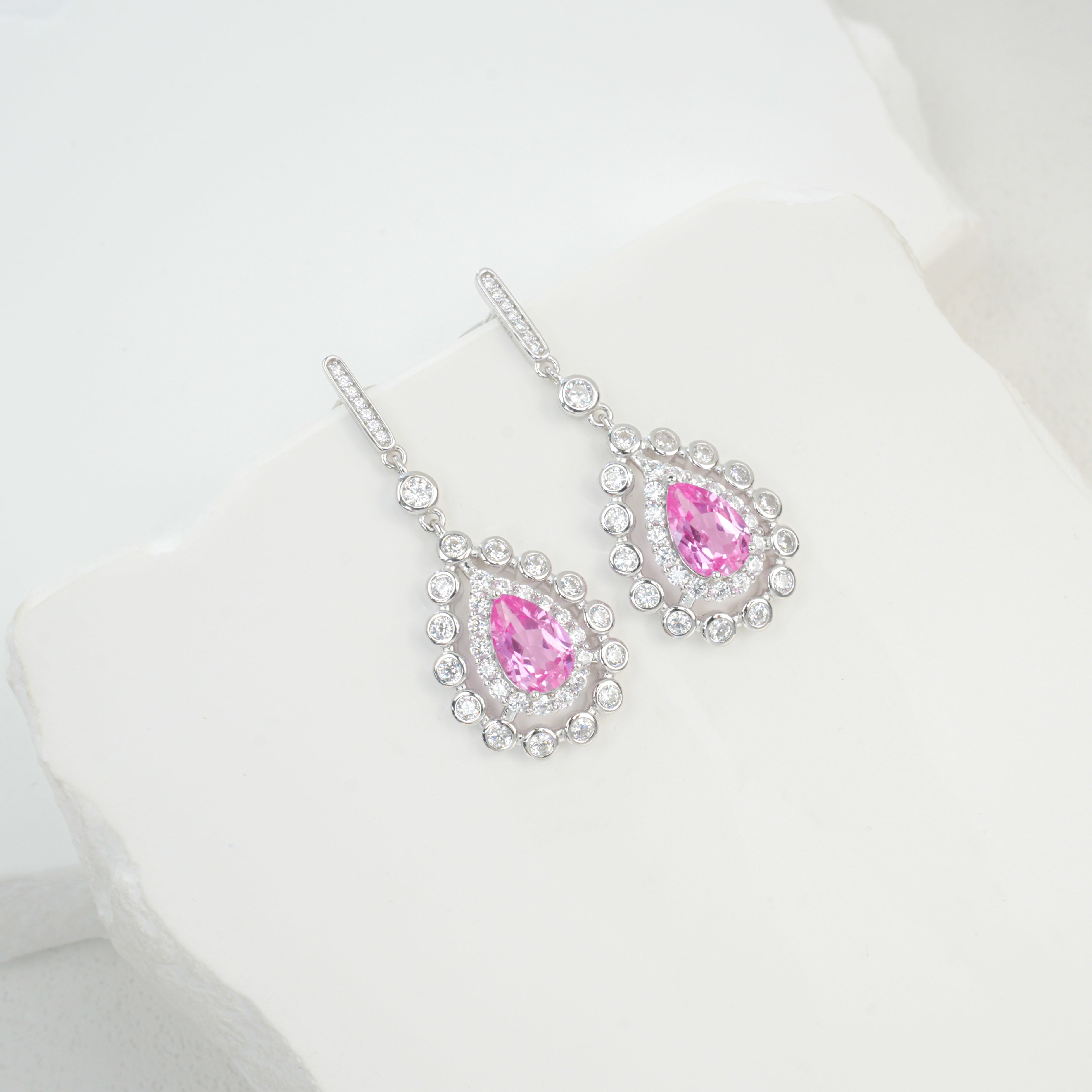 Cultivating Padparadscha - Exquisite Teardrop Earrings
