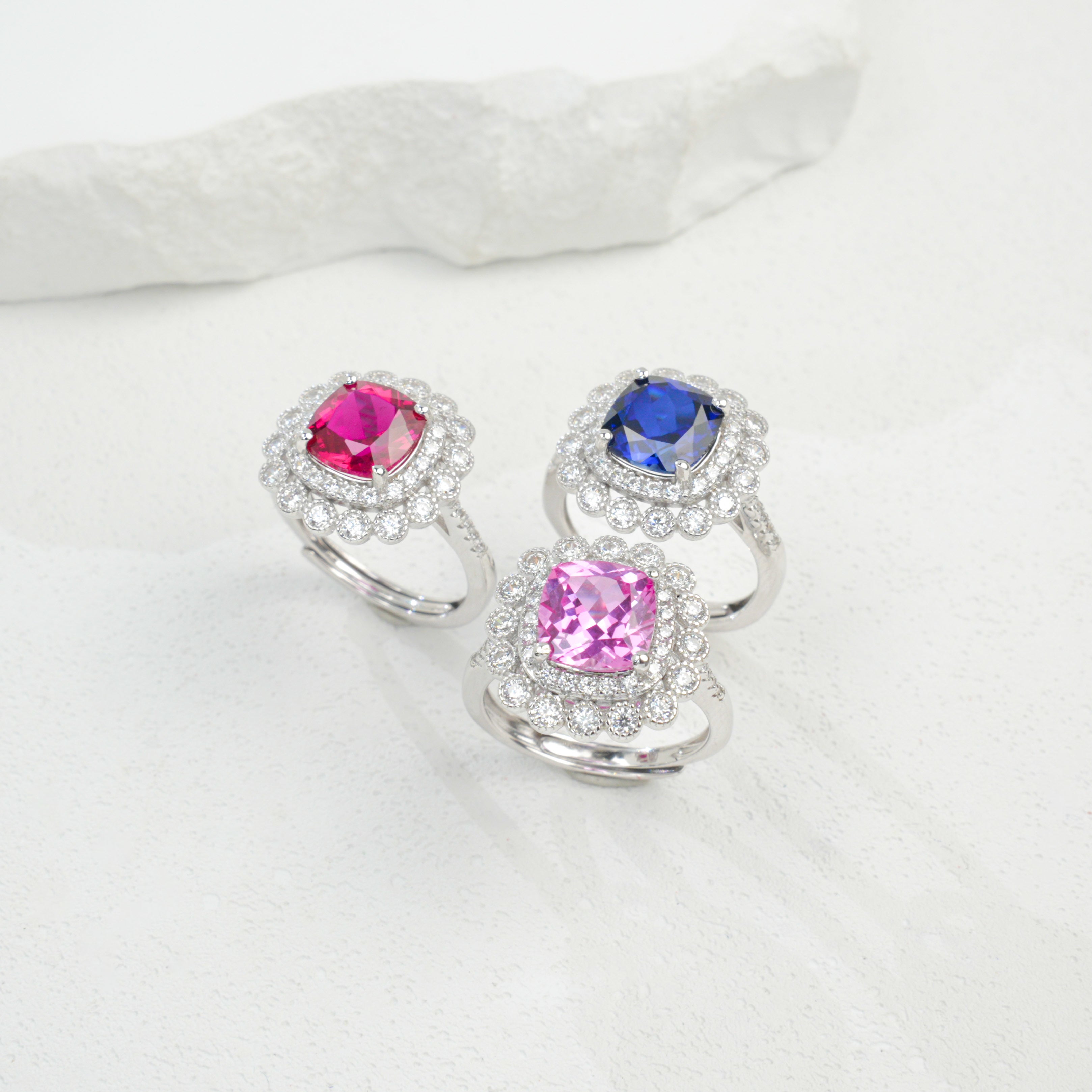 Cultured Sapphire - Dazzling Floral Cluster Ring