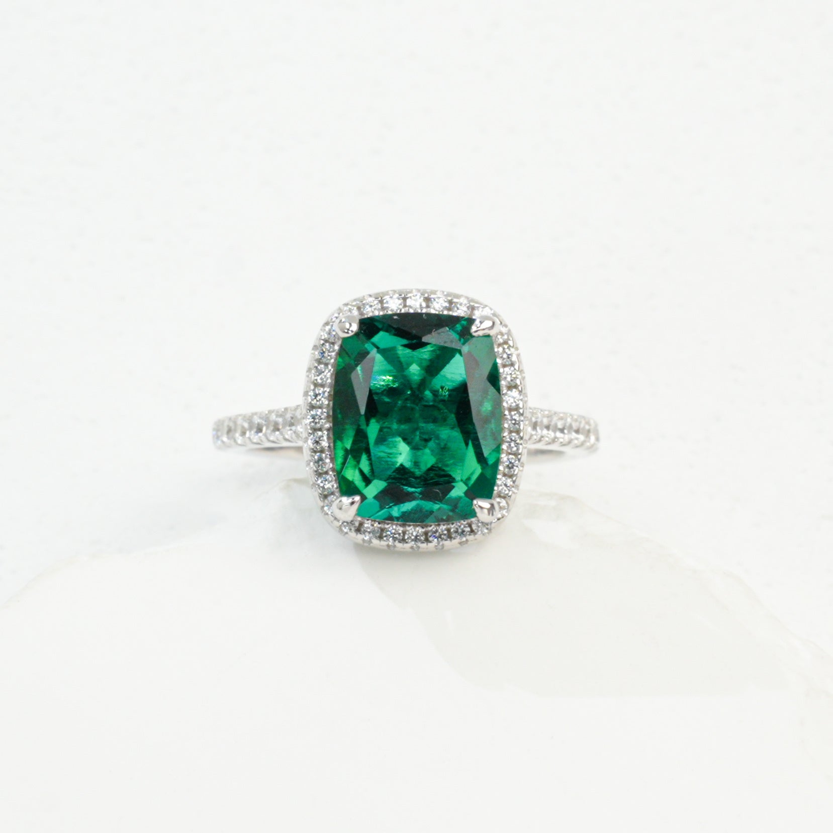 Lab-Grown Emerald - Brilliant Cushion-Cut Ring