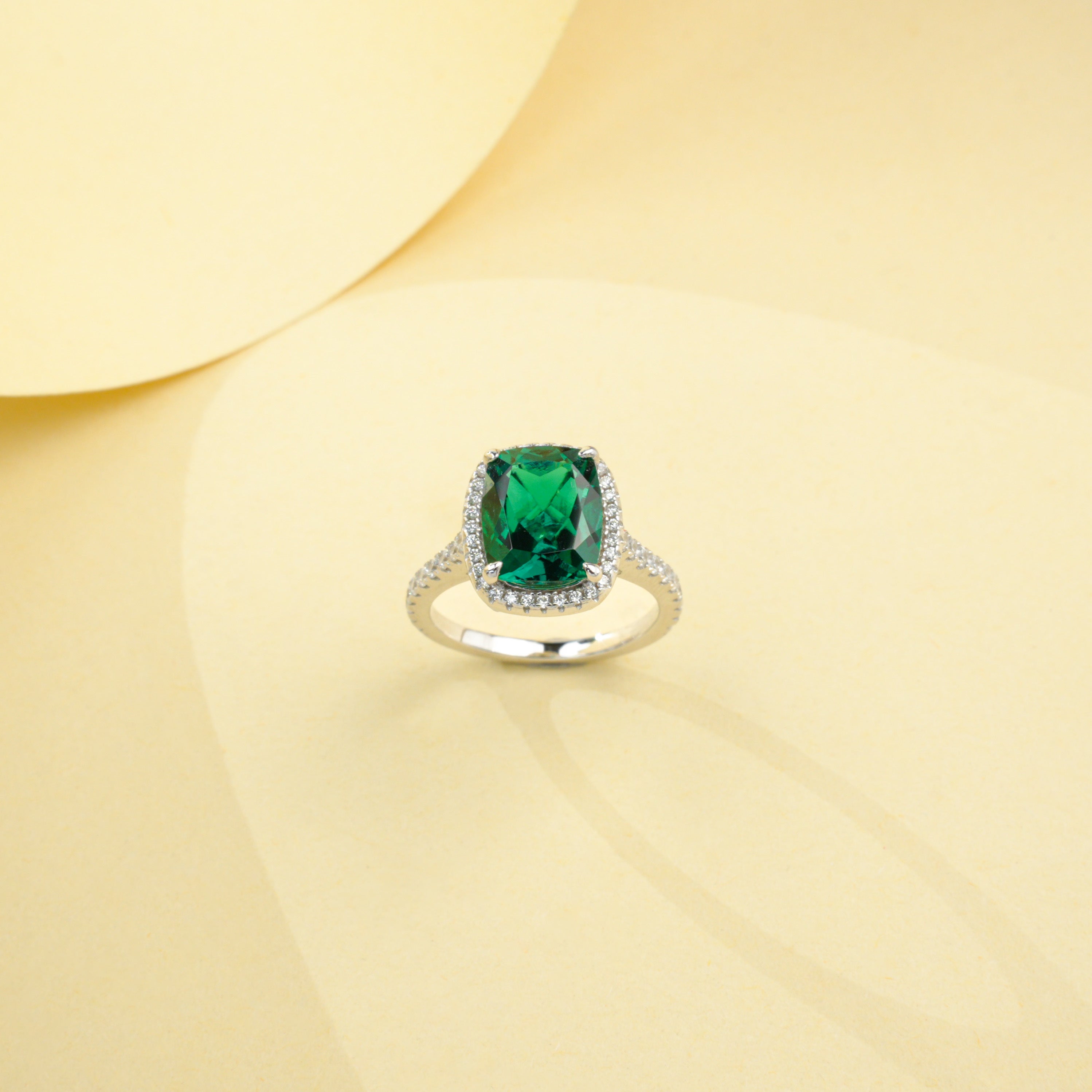 Lab-Grown Emerald - Brilliant Cushion-Cut Ring