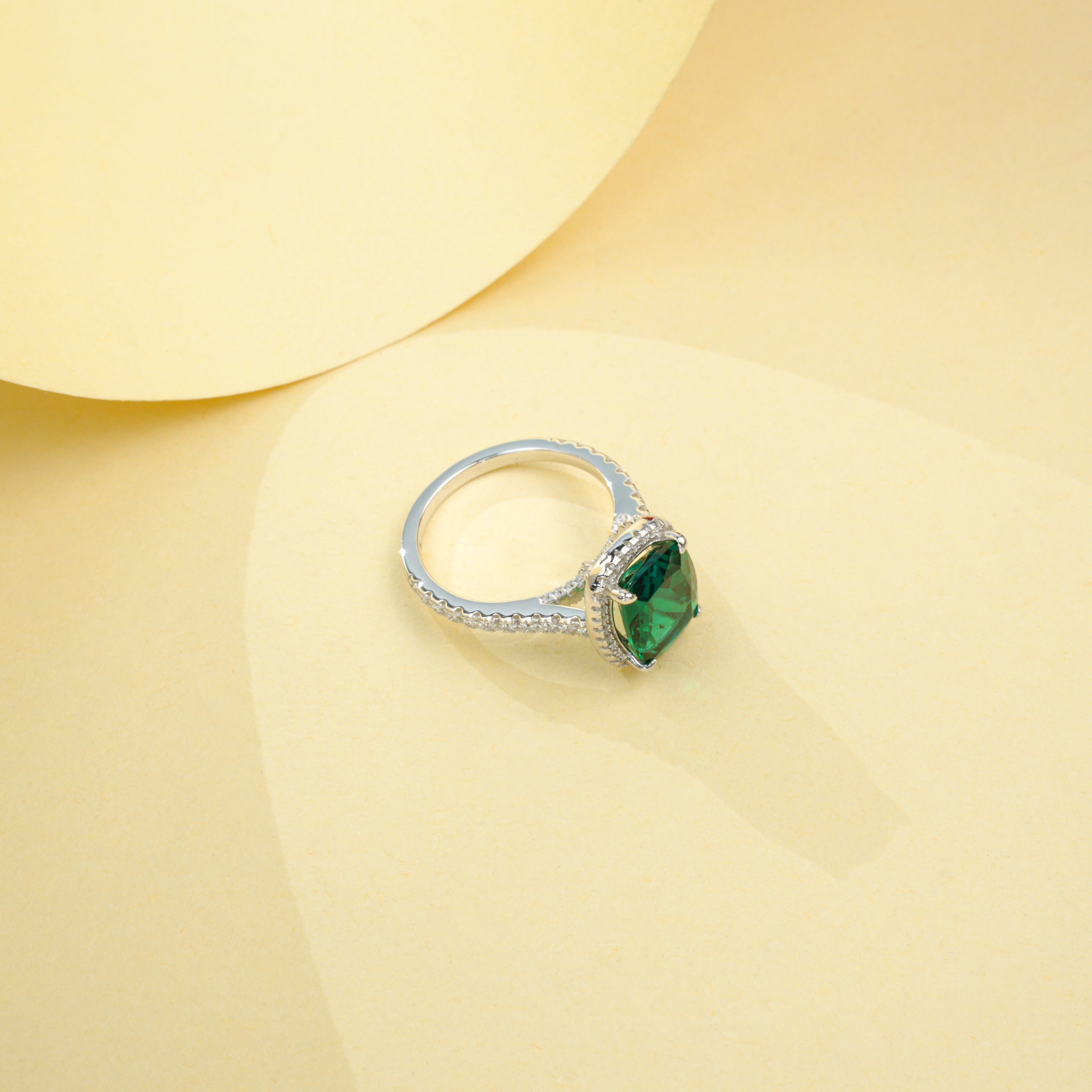 Lab-Grown Emerald - Brilliant Cushion-Cut Ring