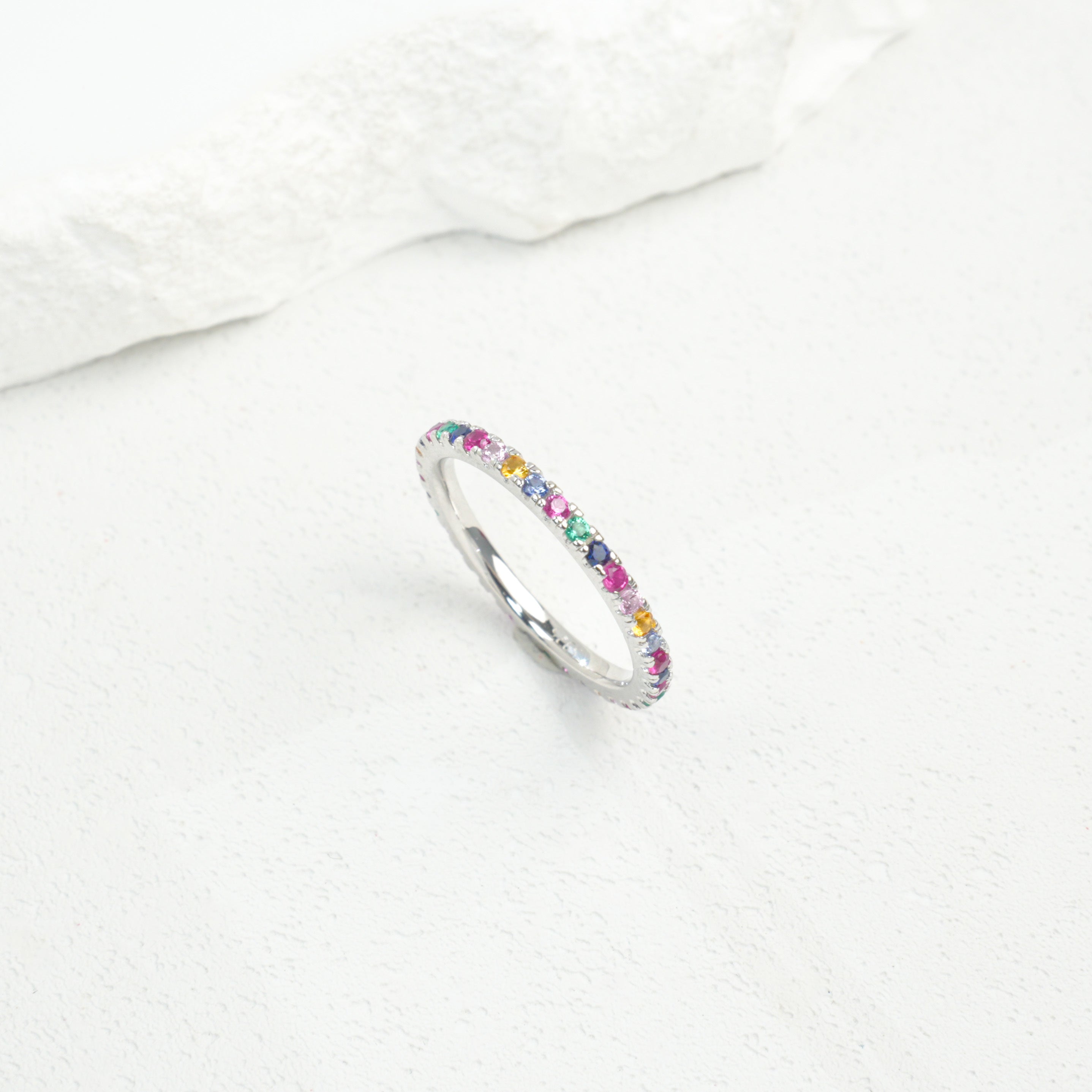 Lab-Grown Dancing Rainbow Ring