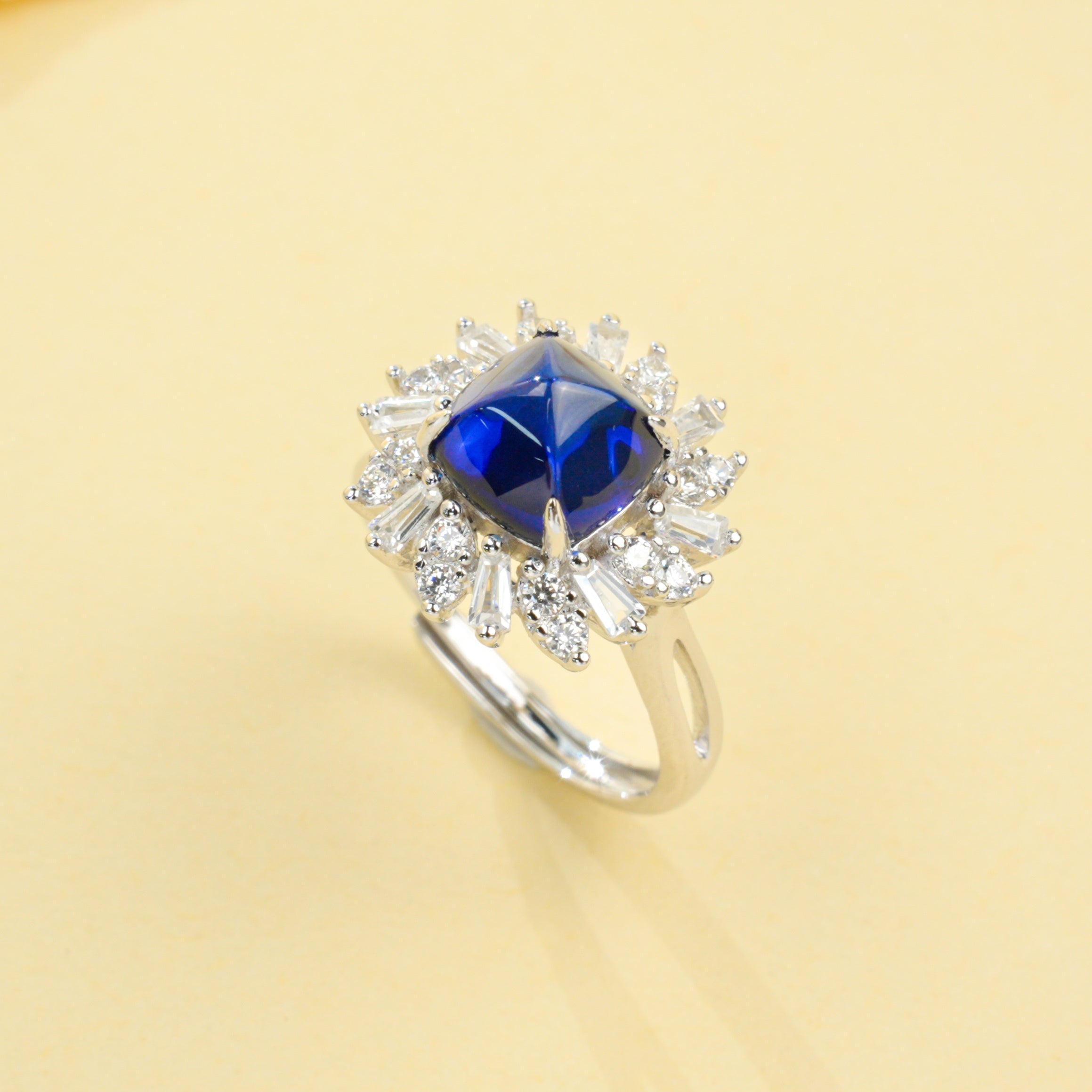 Lab-Grown Sapphire - Starburst Princess-Cut Diamond Ring