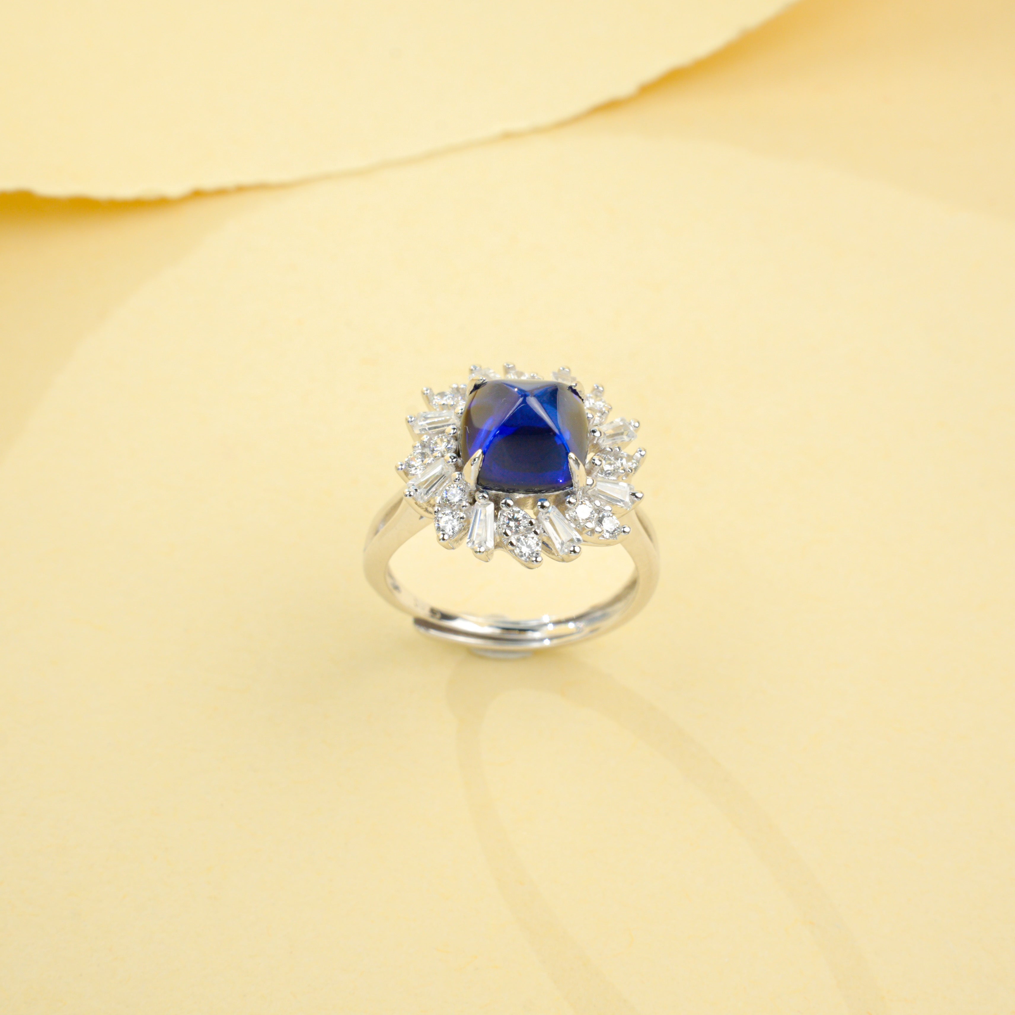 Lab-Grown Sapphire - Starburst Princess-Cut Diamond Ring