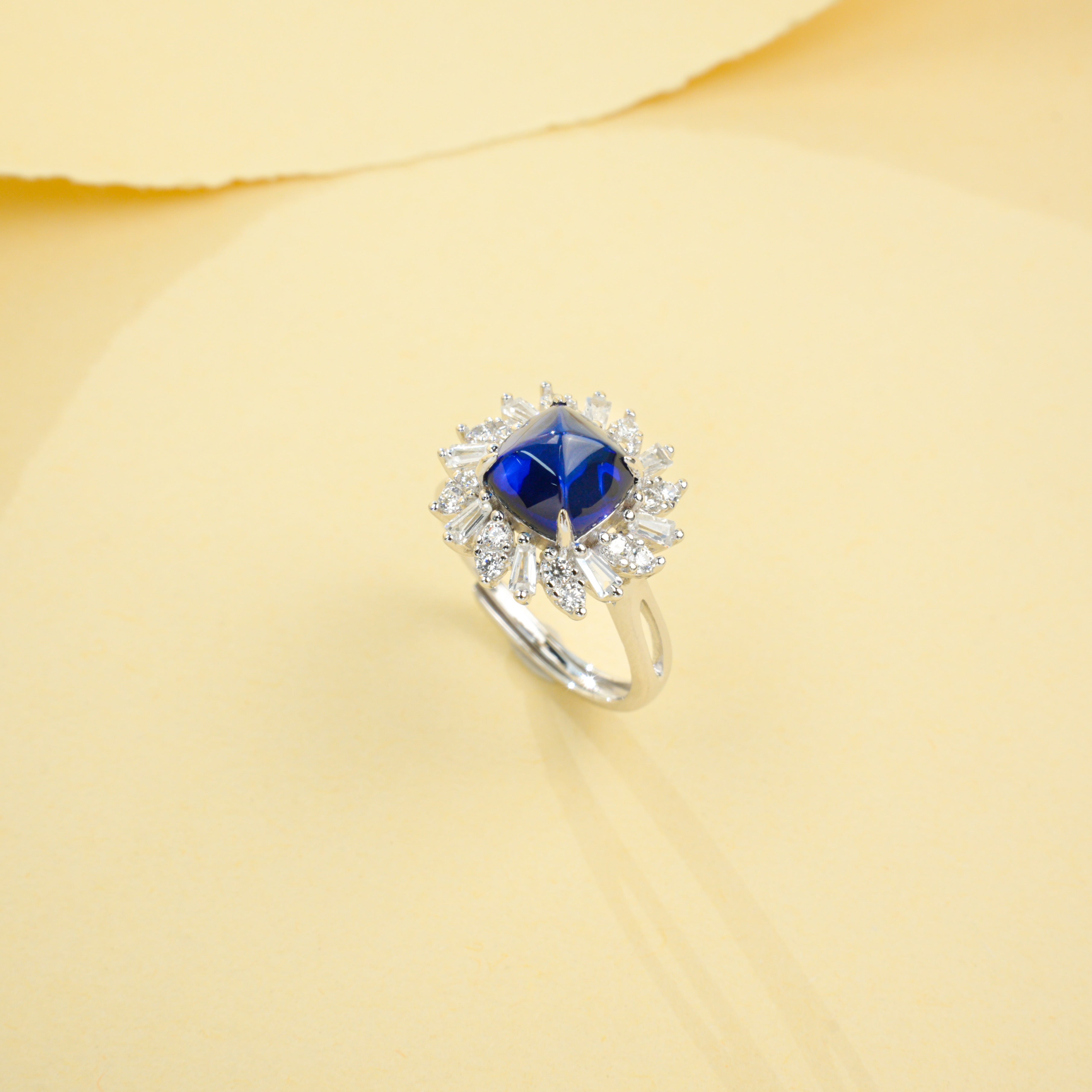 Lab-Grown Sapphire - Starburst Princess-Cut Diamond Ring