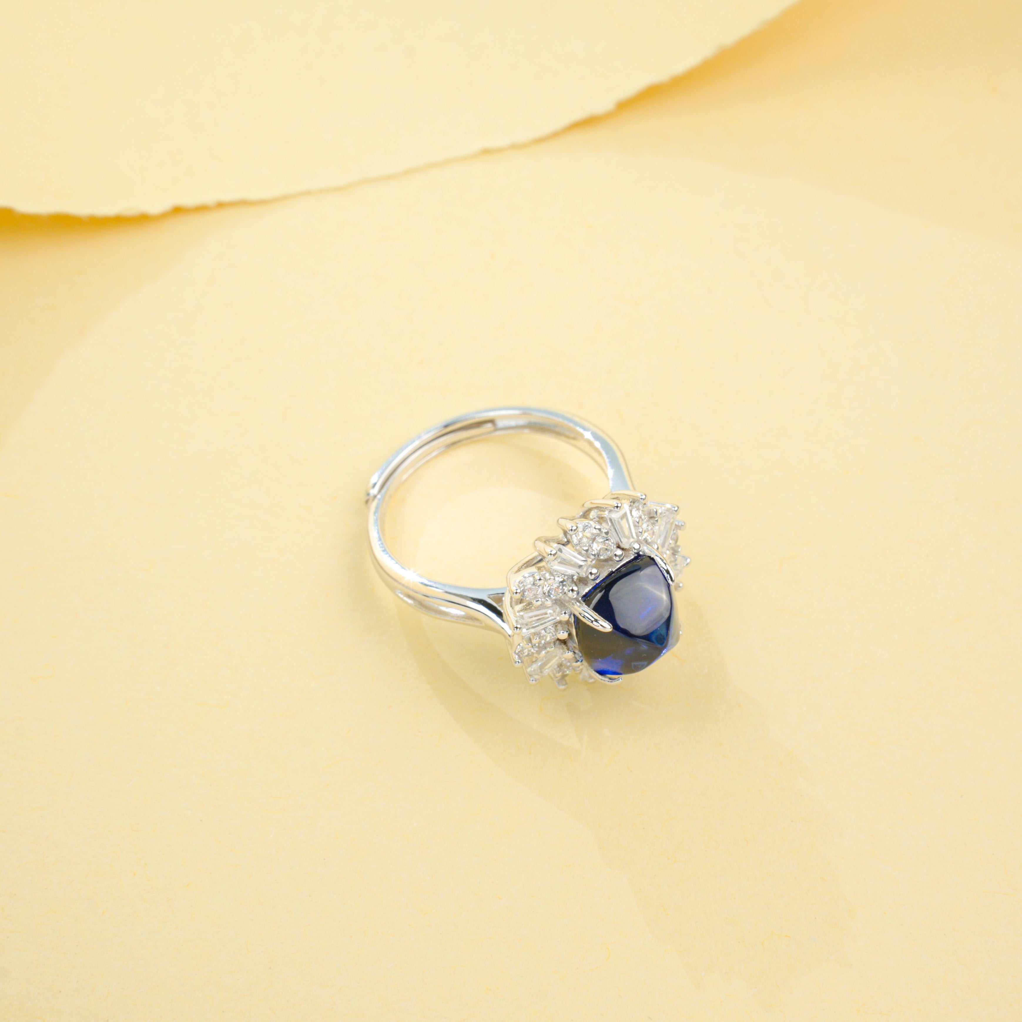 Lab-Grown Sapphire - Starburst Princess-Cut Diamond Ring