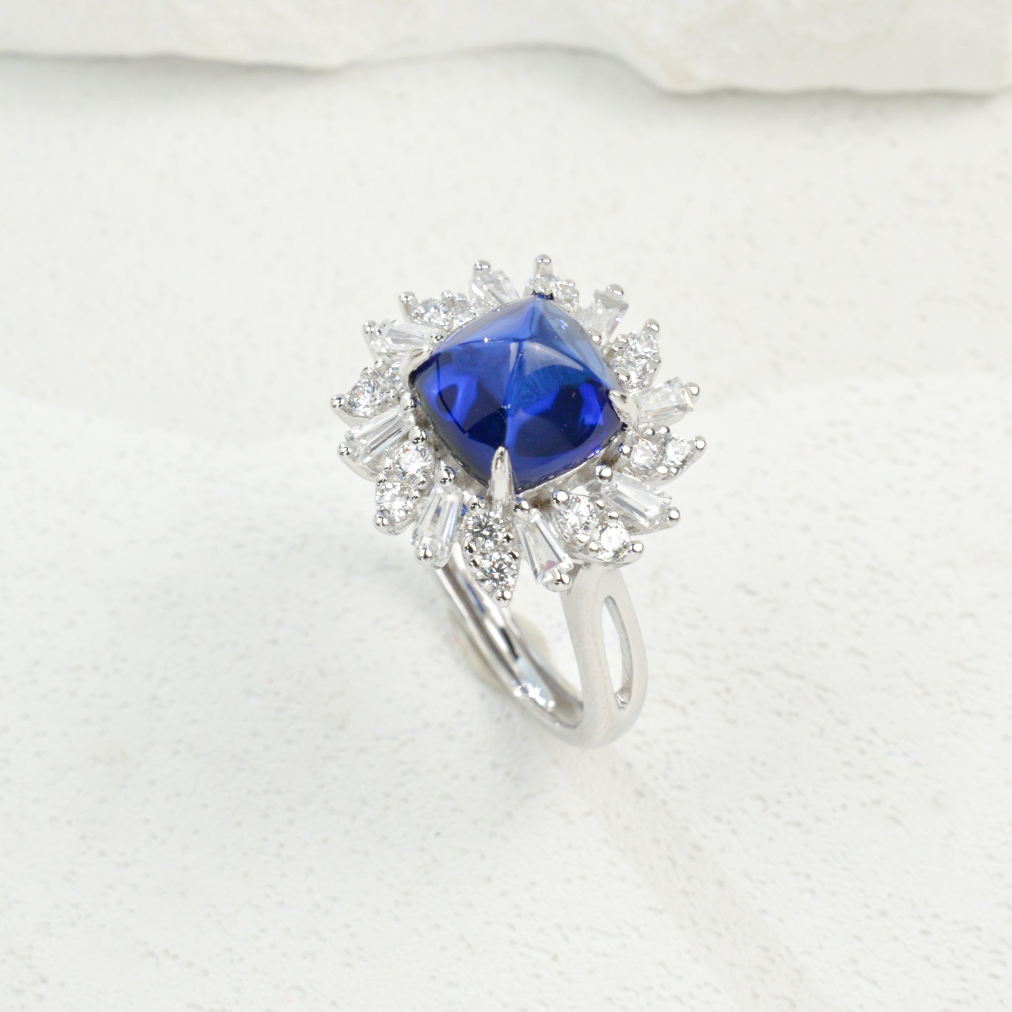 Lab-Grown Sapphire - Starburst Princess-Cut Diamond Ring