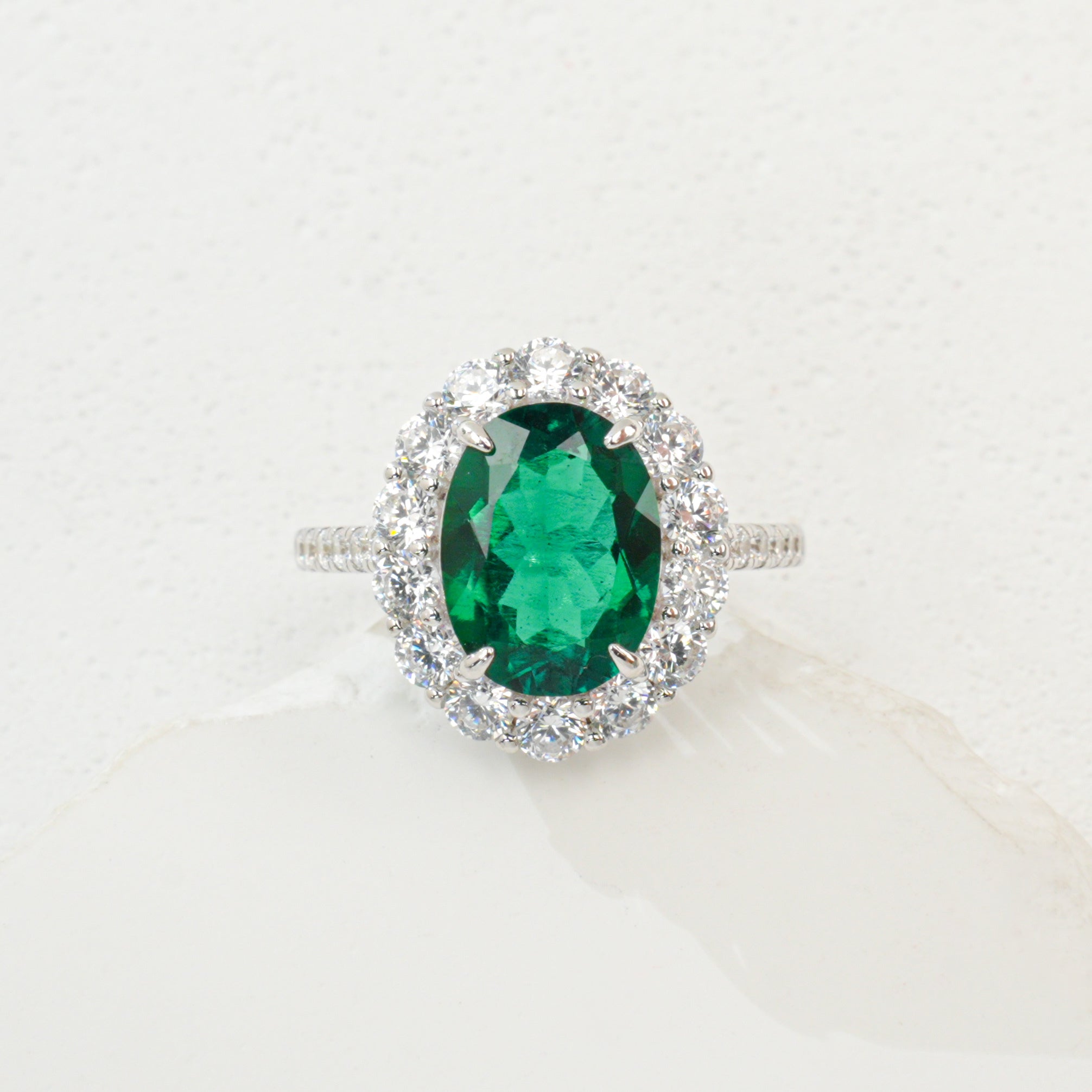 Lab-Grown Emerald - Star Halo Emerald Melody Oval-Cut Ring