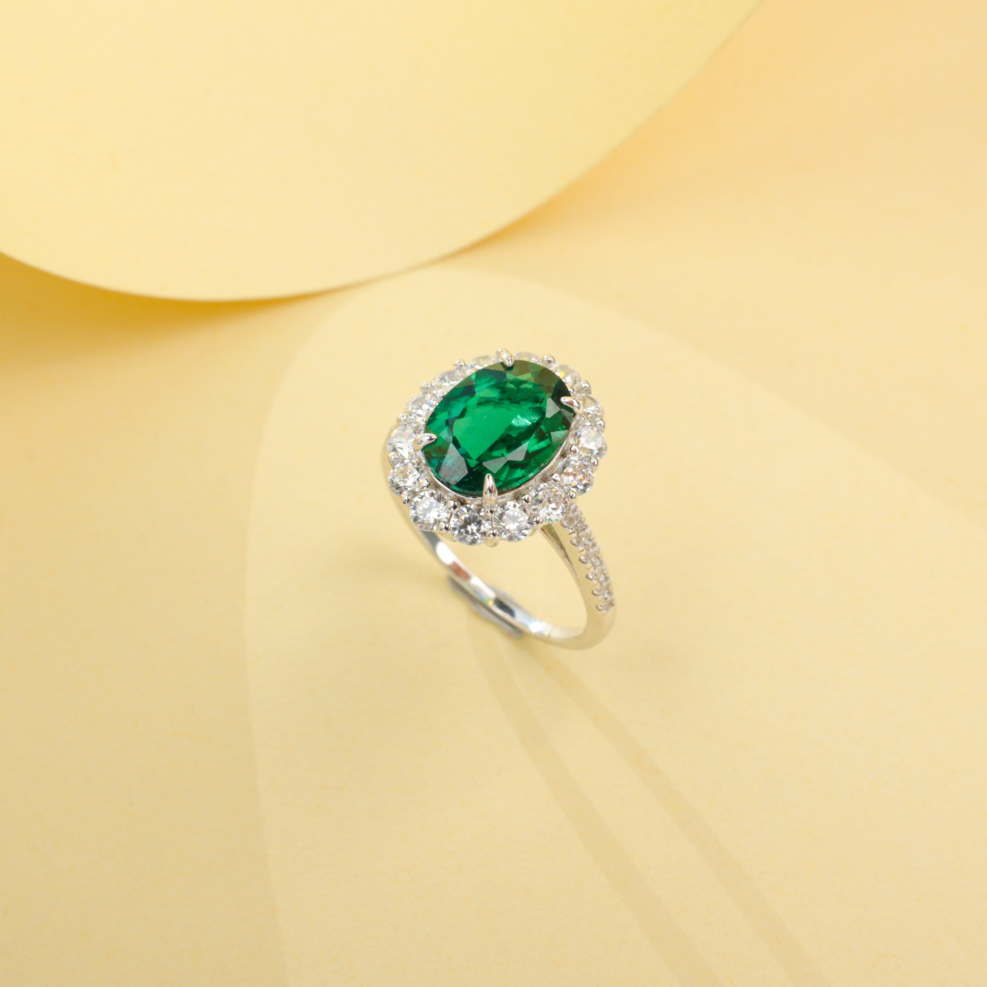Lab-Grown Emerald - Star Halo Emerald Melody Oval-Cut Ring