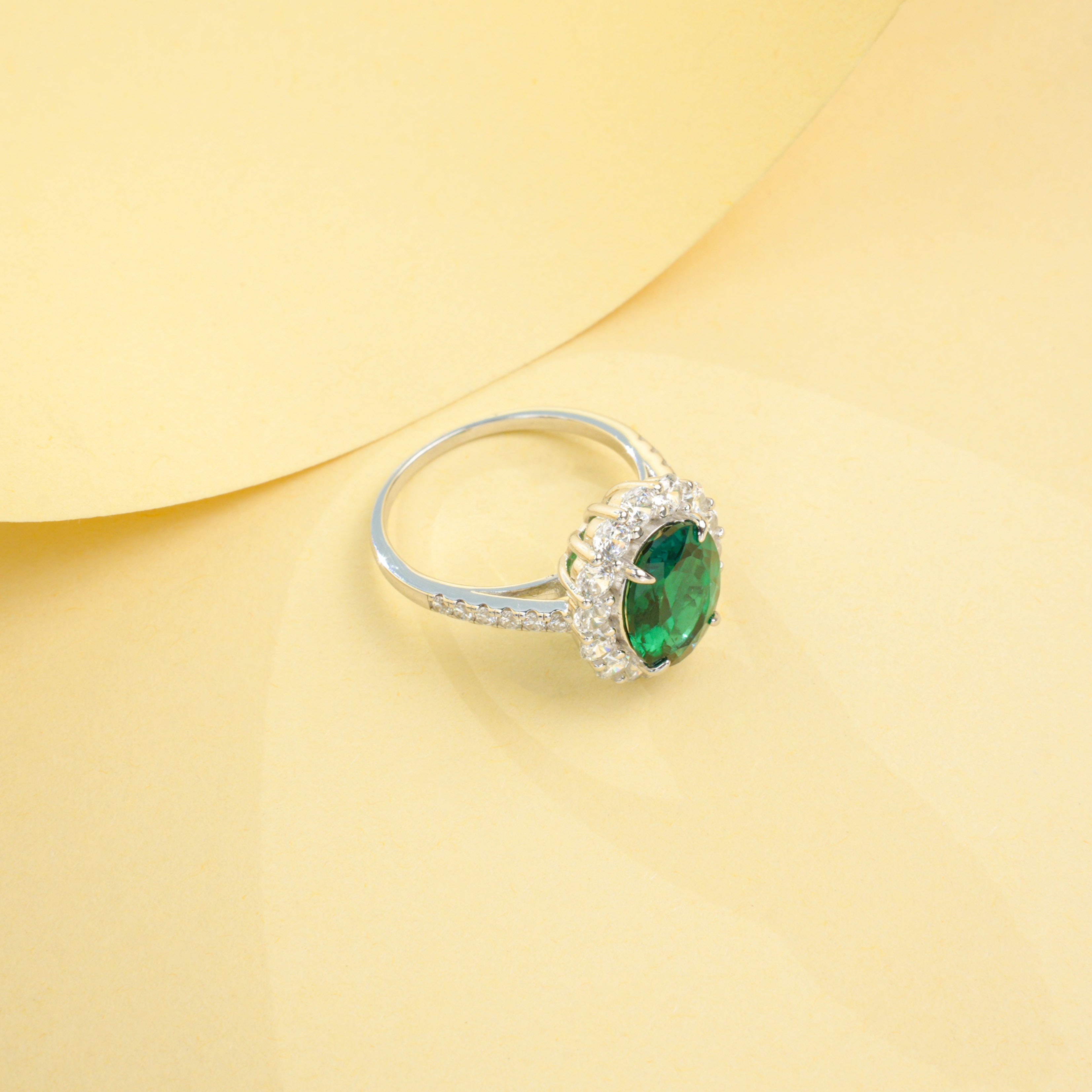 Lab-Grown Emerald - Star Halo Emerald Melody Oval-Cut Ring